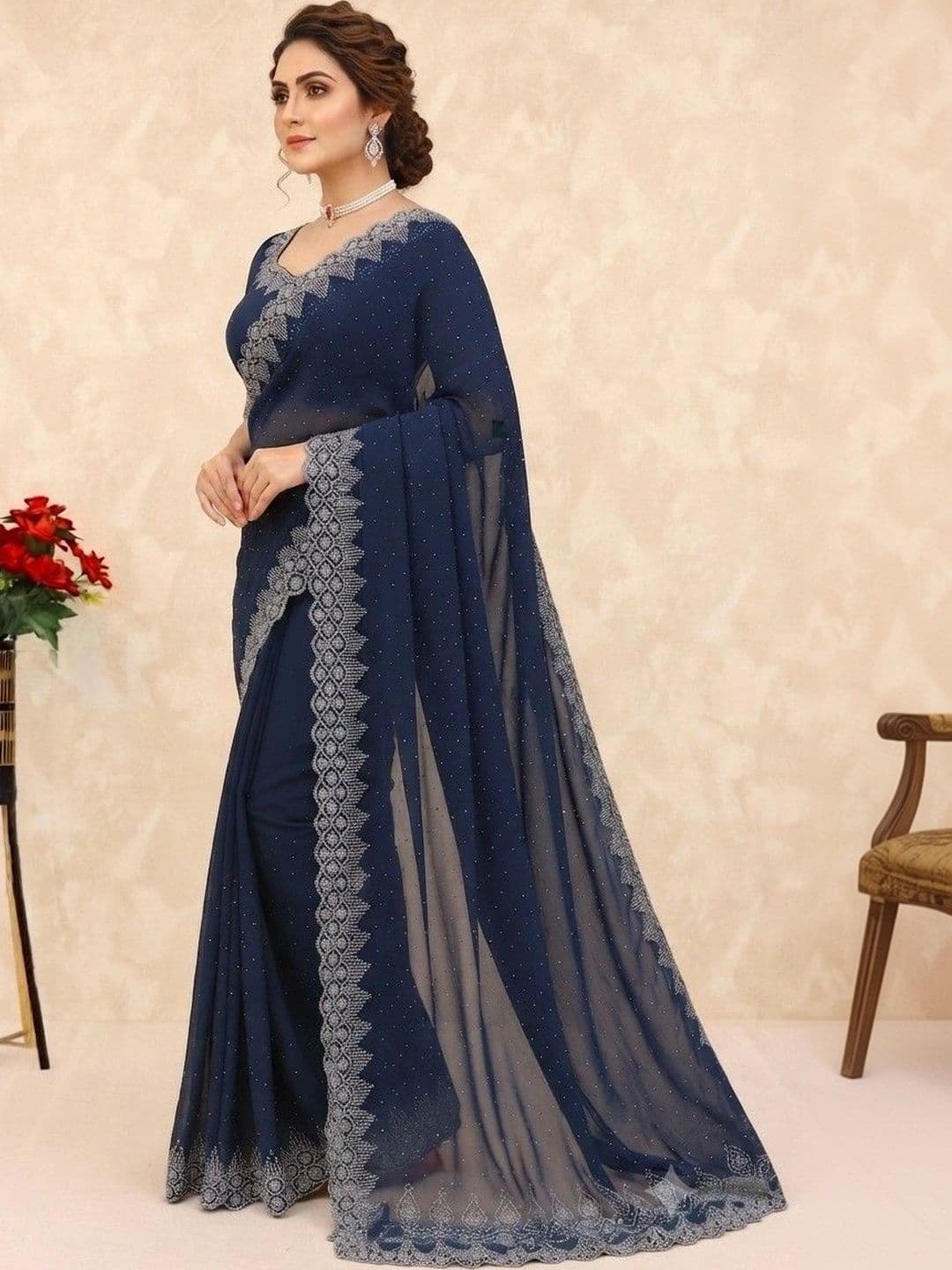 SmileyFashion Pure Georgette Saree - view 1