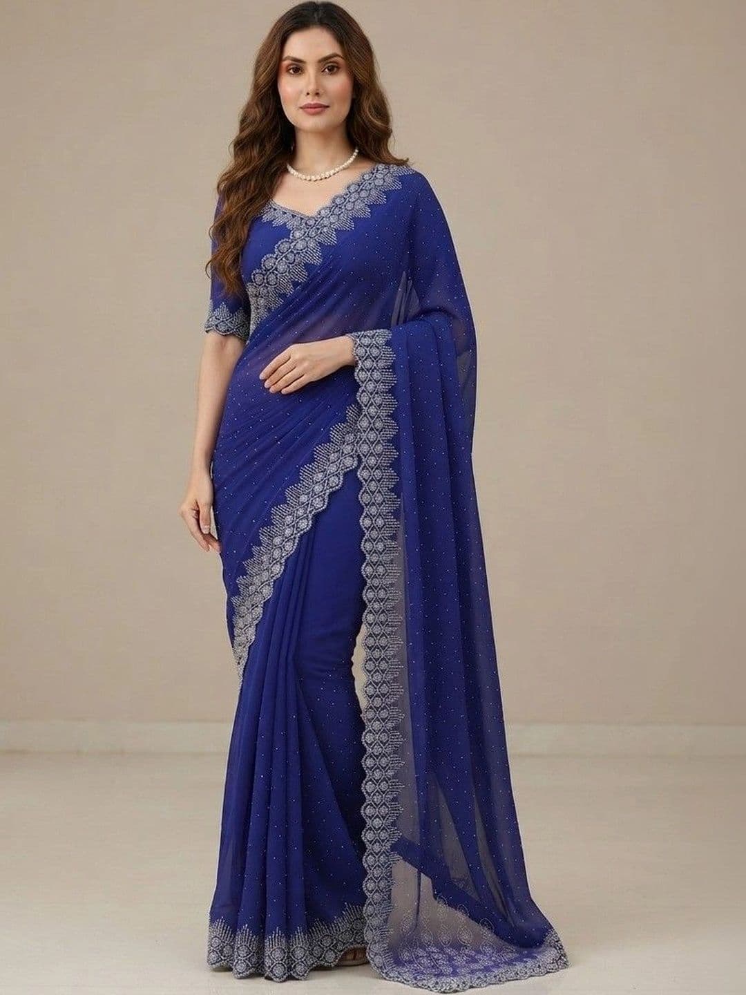 SmileyFashion Pure Georgette Saree - view 1