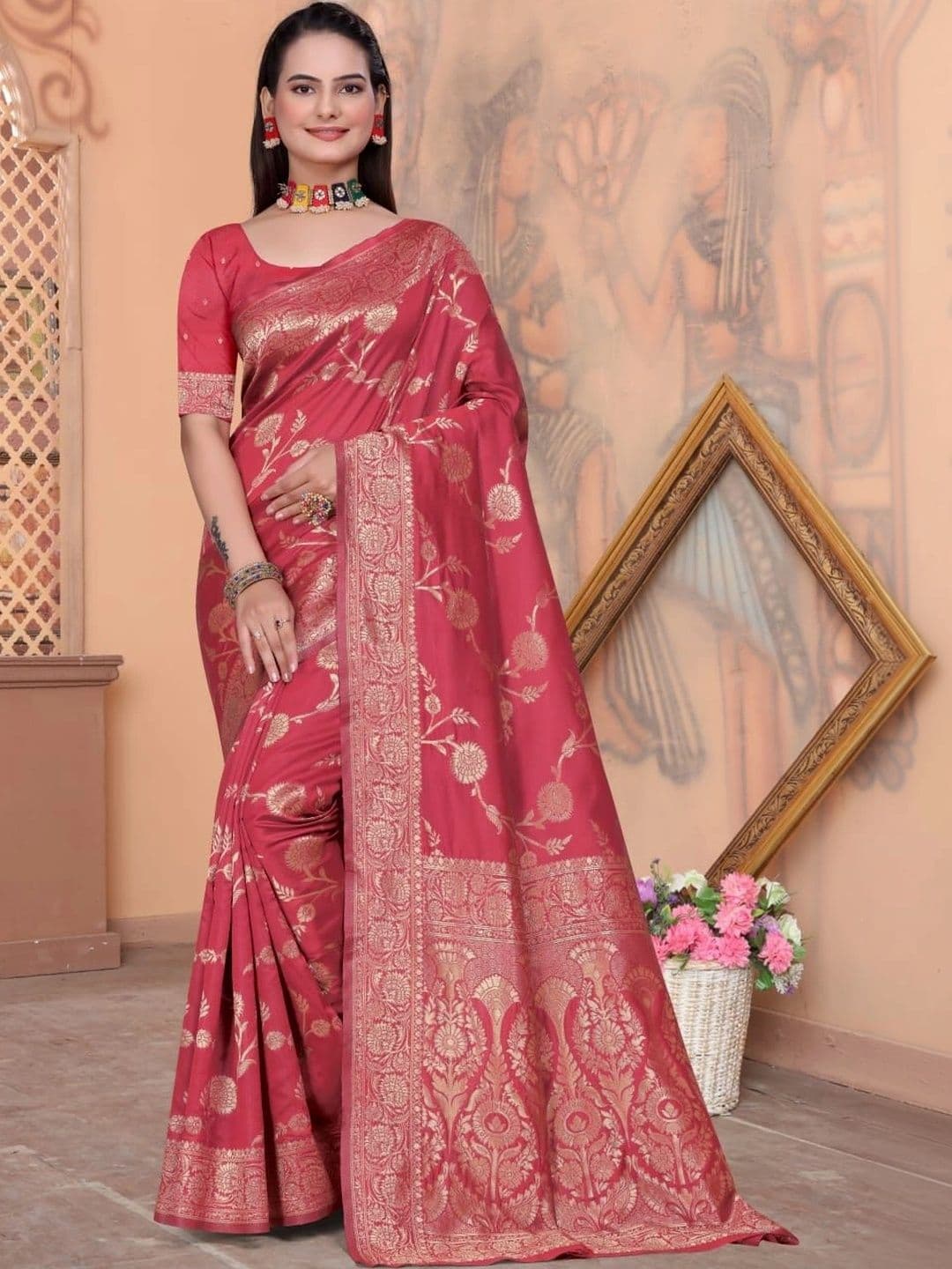 revika Woven Design Zari Art Silk Designer Kanjeevaram Saree - view 1