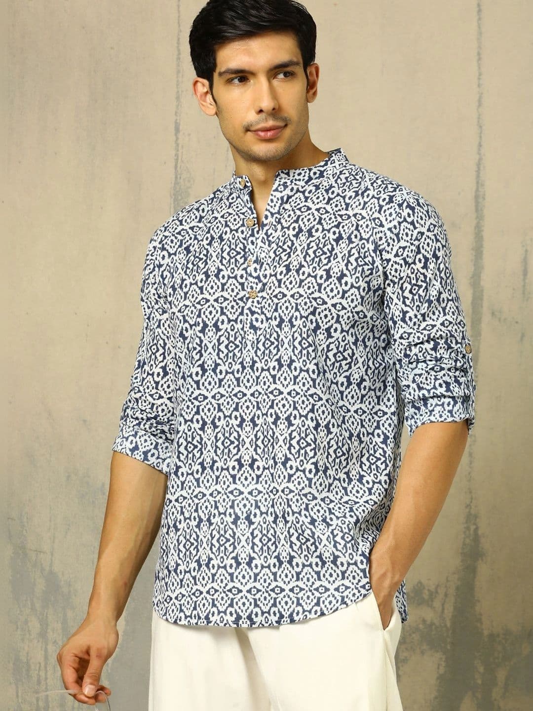 Anouk Printed Cotton Mandarin Collar Short Kurta - view 1