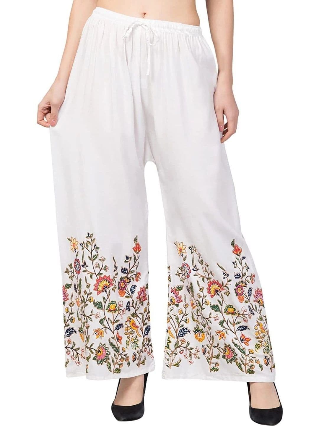Meyara Women Floral Embroidered Knitted Ethnic Palazzos - view 1