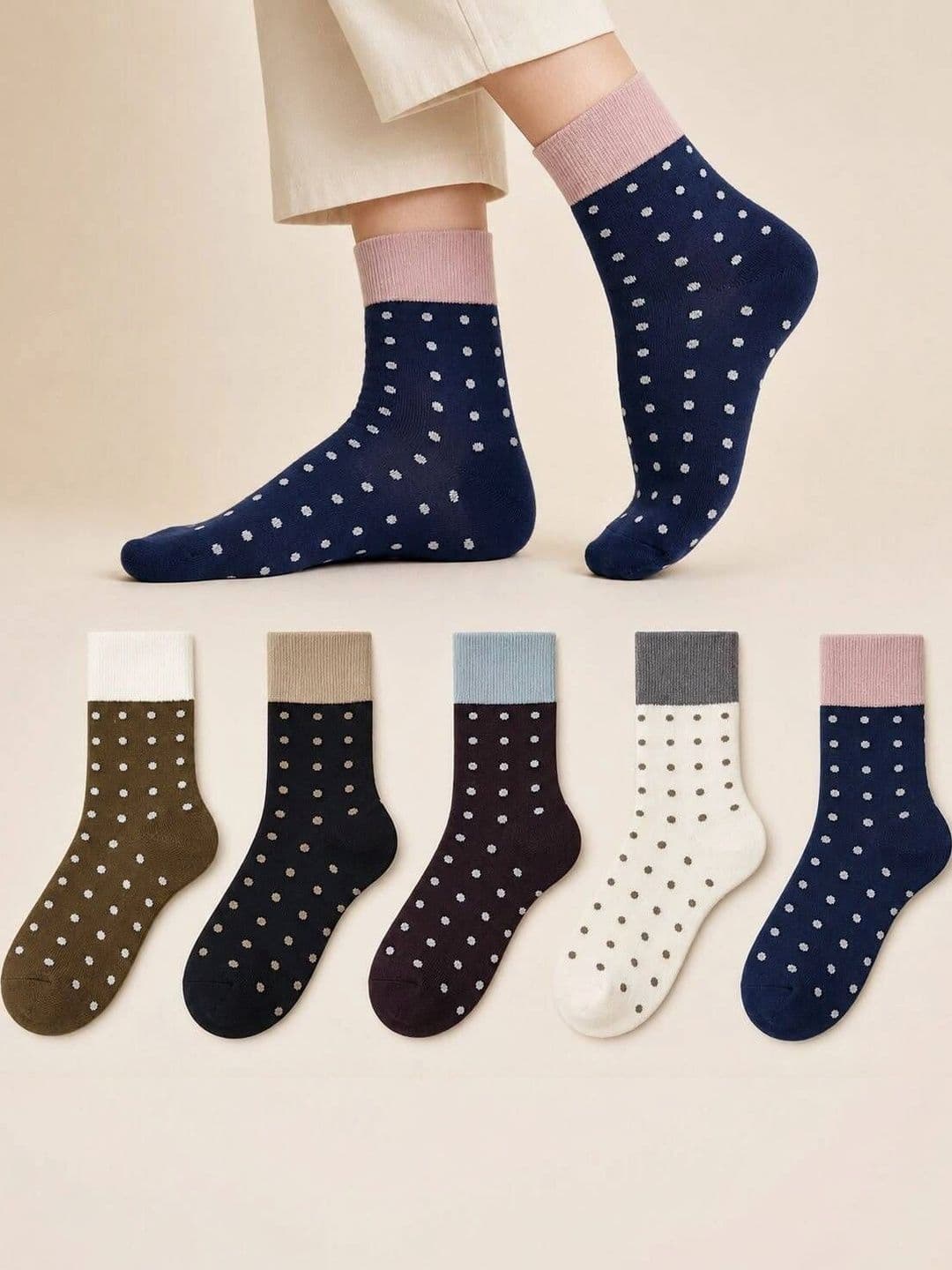 MERCEHIVE Men Pack of 5 Cotton Assorted Patterned Above Ankle Socks - view 1