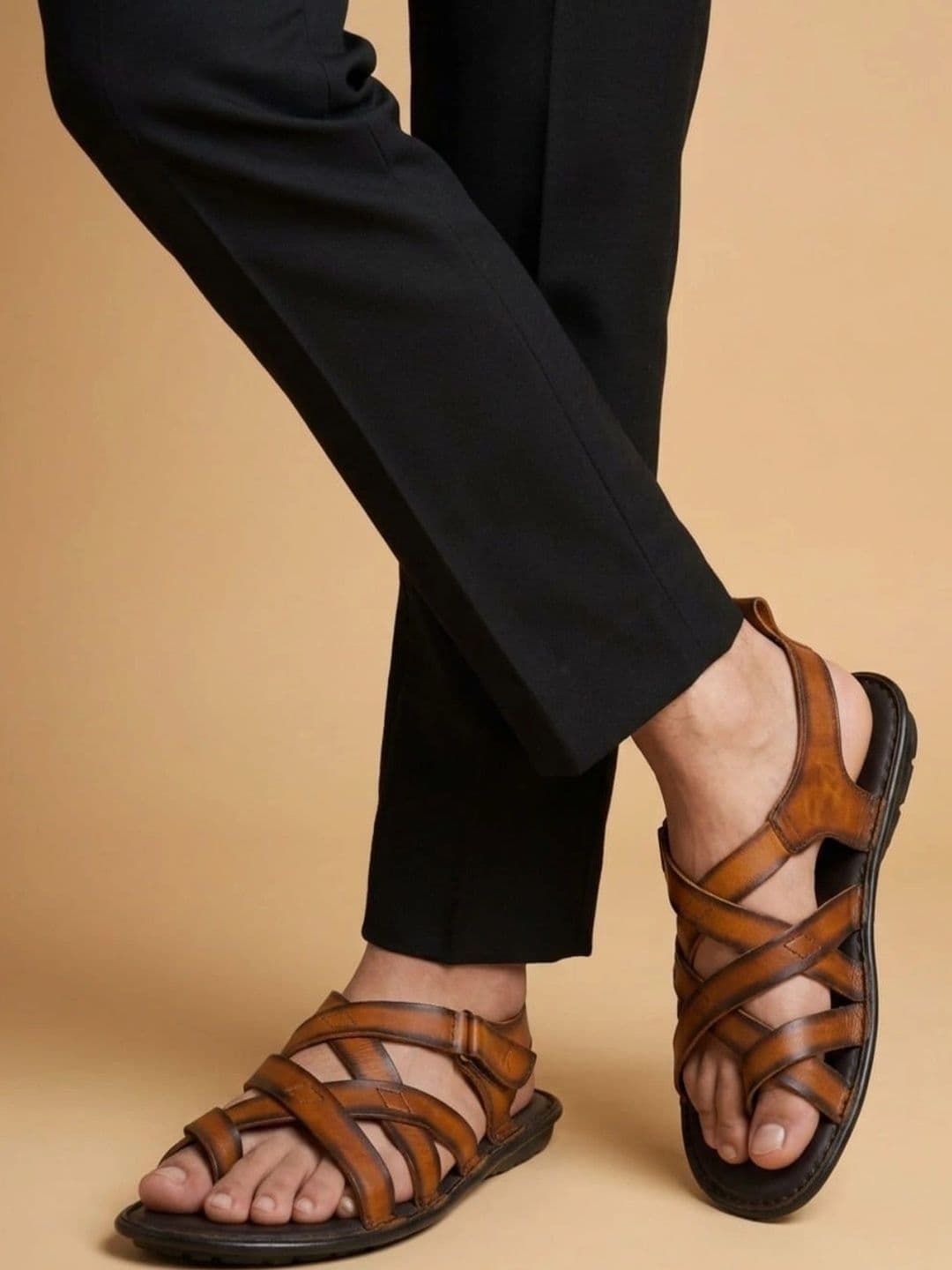 Mardi Gras Men Leather Gladiators Sandals - view 1