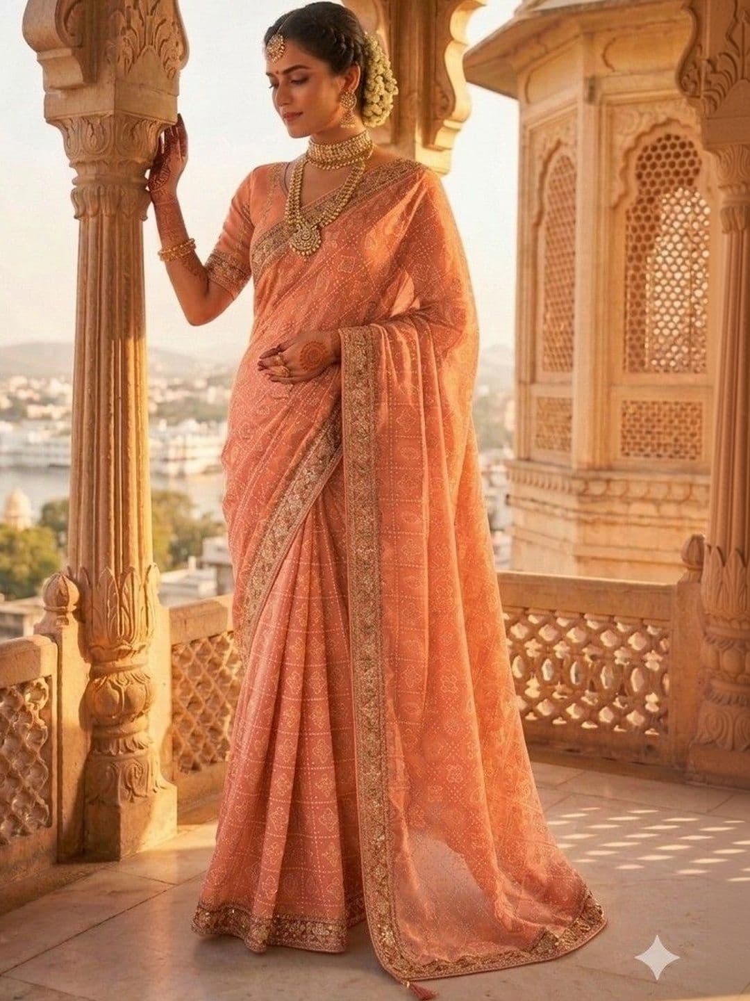SmileyFashion Bandhani Embroidered Art Silk Designer Bandhani Saree - view 1