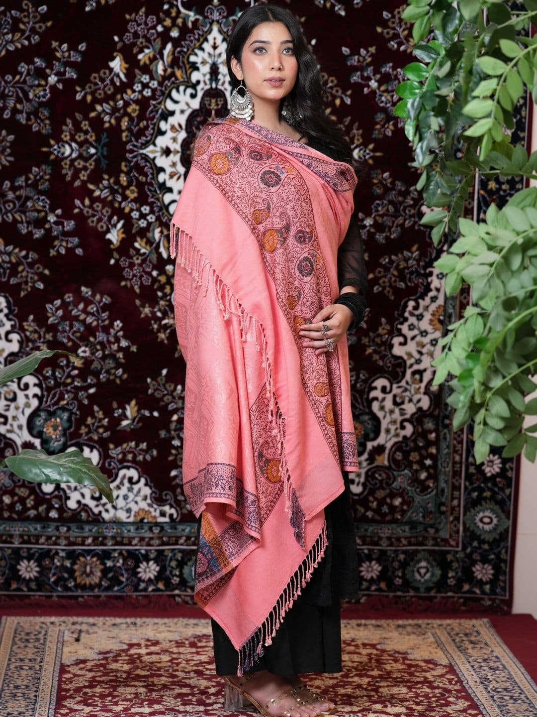 SHIFNEEN Women Paisley Embroidered Acrylic Shawl - view 1