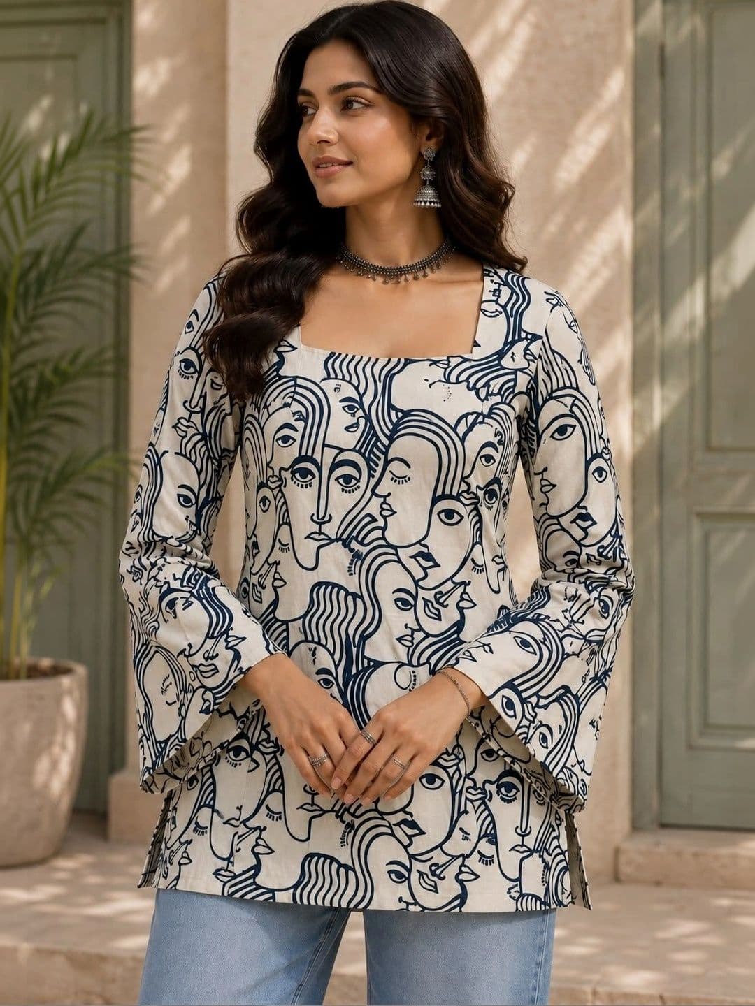 Sangria Women Printed Flared Sleeves Quirky Kurta - view 1
