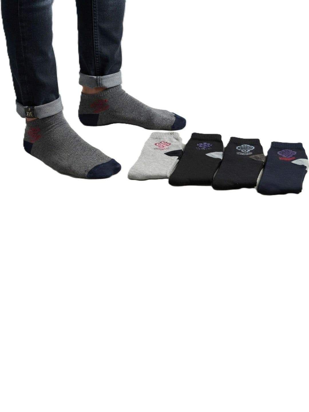 TINY HANDS Men Pack of 3 Cotton Assorted Patterned Ankle Length Socks - view 1