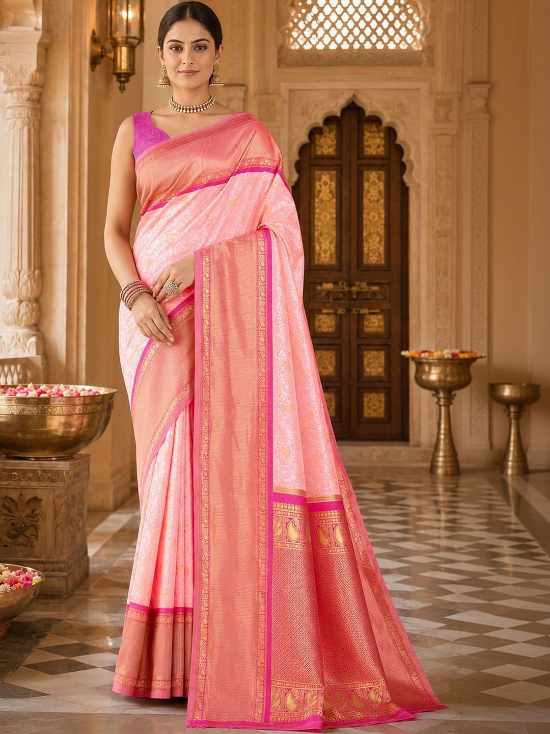 Anjaneya Sarees Woven Design Zari Silk Blend Designer Banarasi Saree - view 1