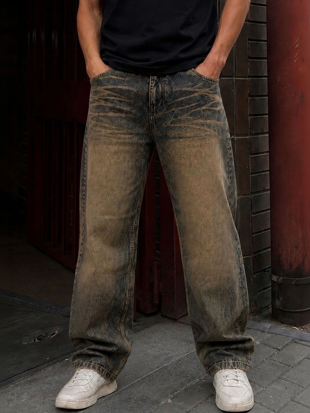 MQ Denim Men Straight Fit Mid-Rise Low Distress Light Fade Jeans - view 1