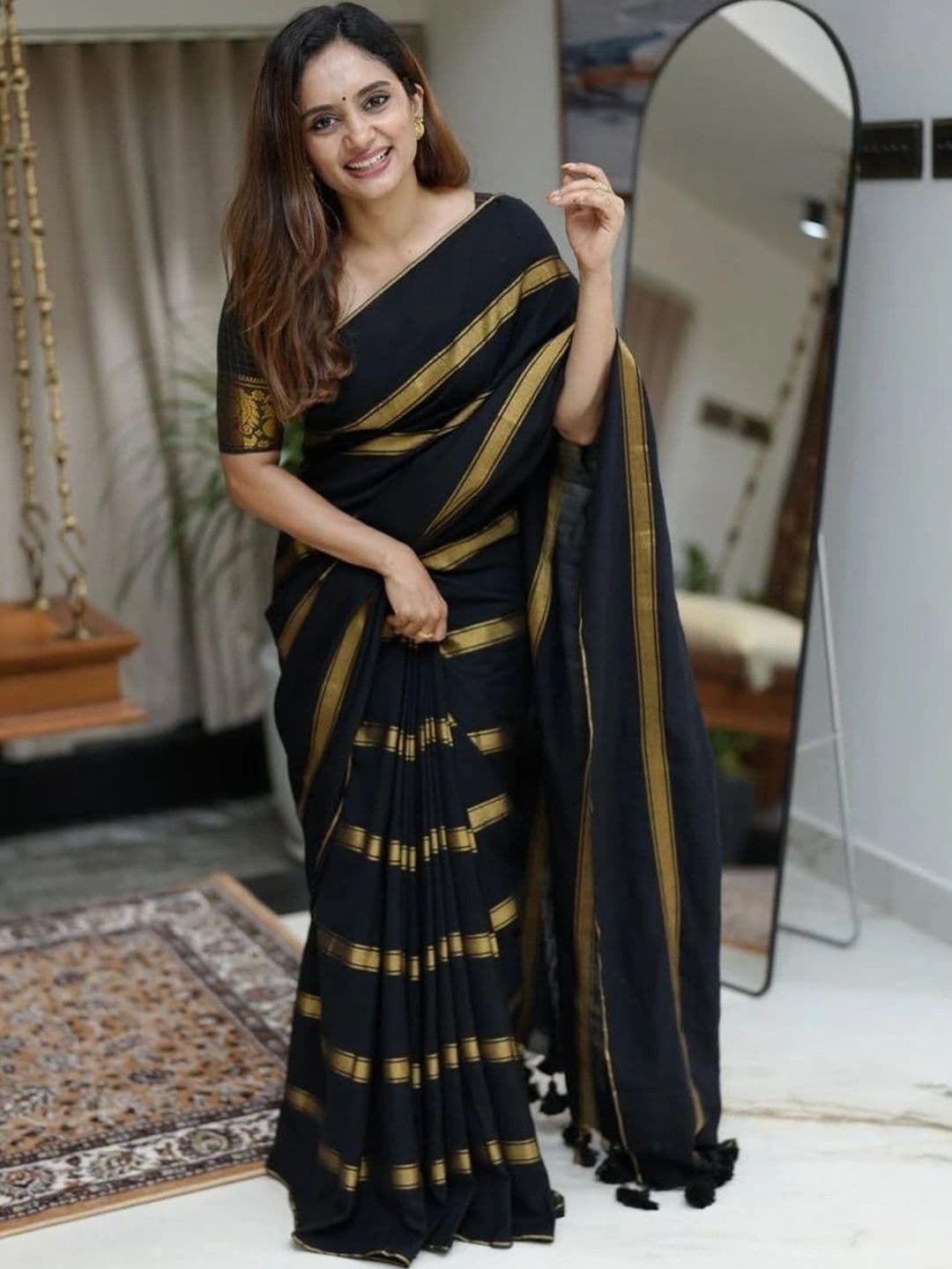 SARKAR TEXTILES SARKAR Women TEXTILES Striped Kasavu Saree - view 1
