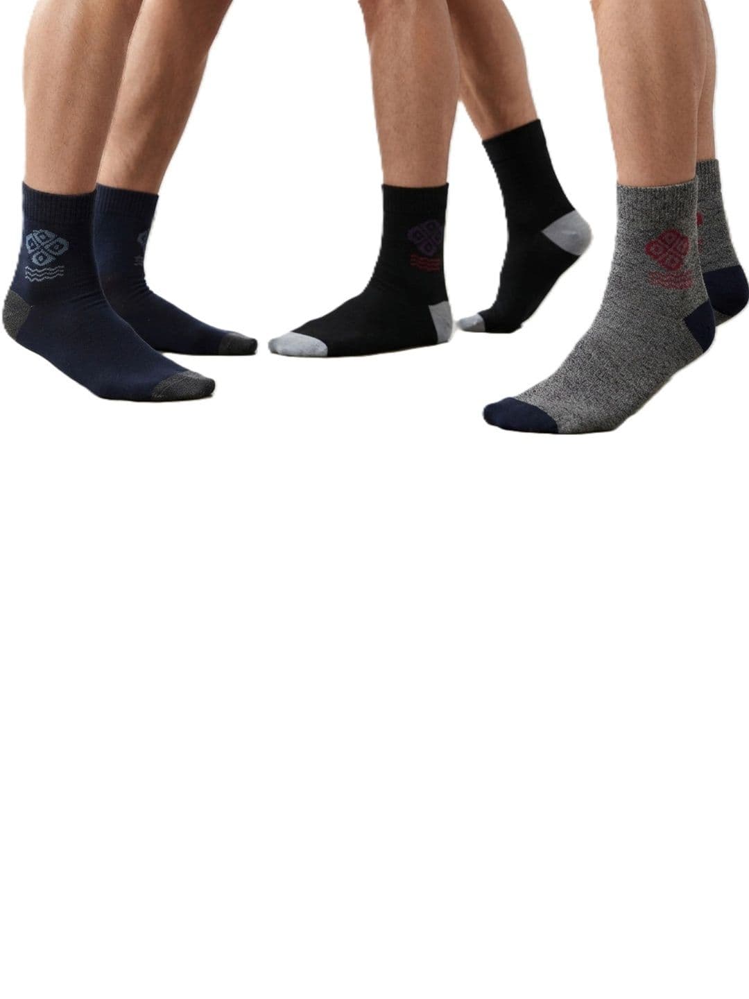 TINY HANDS Men Pack of 3 Cotton Assorted Patterned Above Ankle Socks - view 1