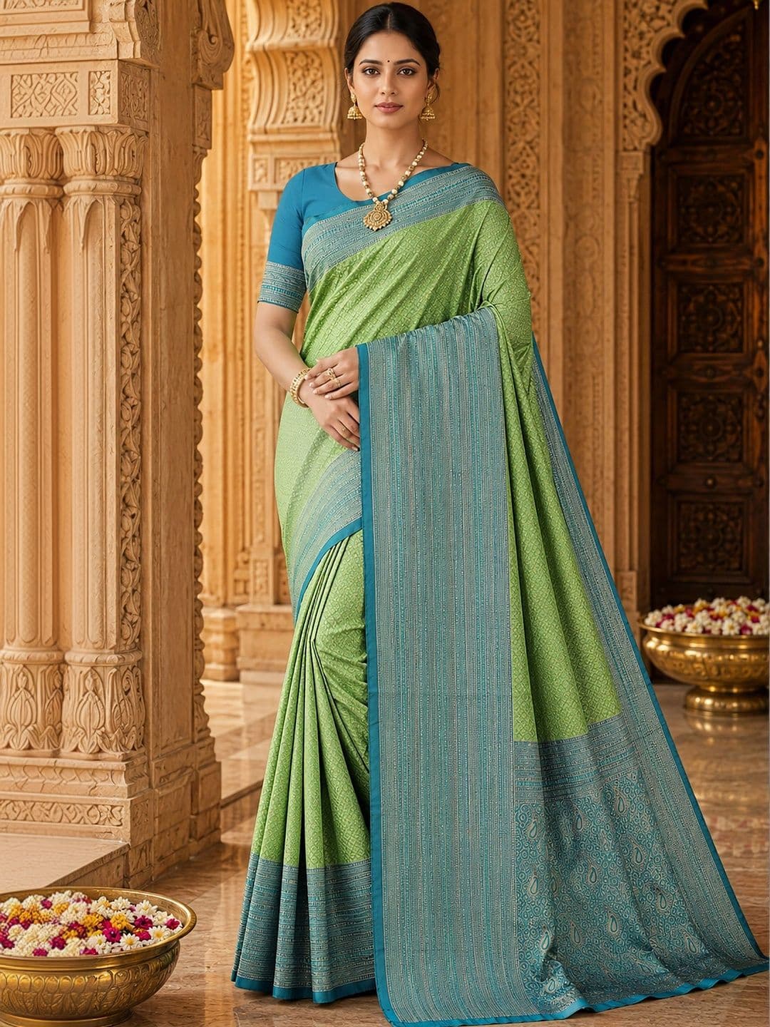 Anjaneya Sarees Woven Design Zari Silk Blend Designer Banarasi Saree - view 1