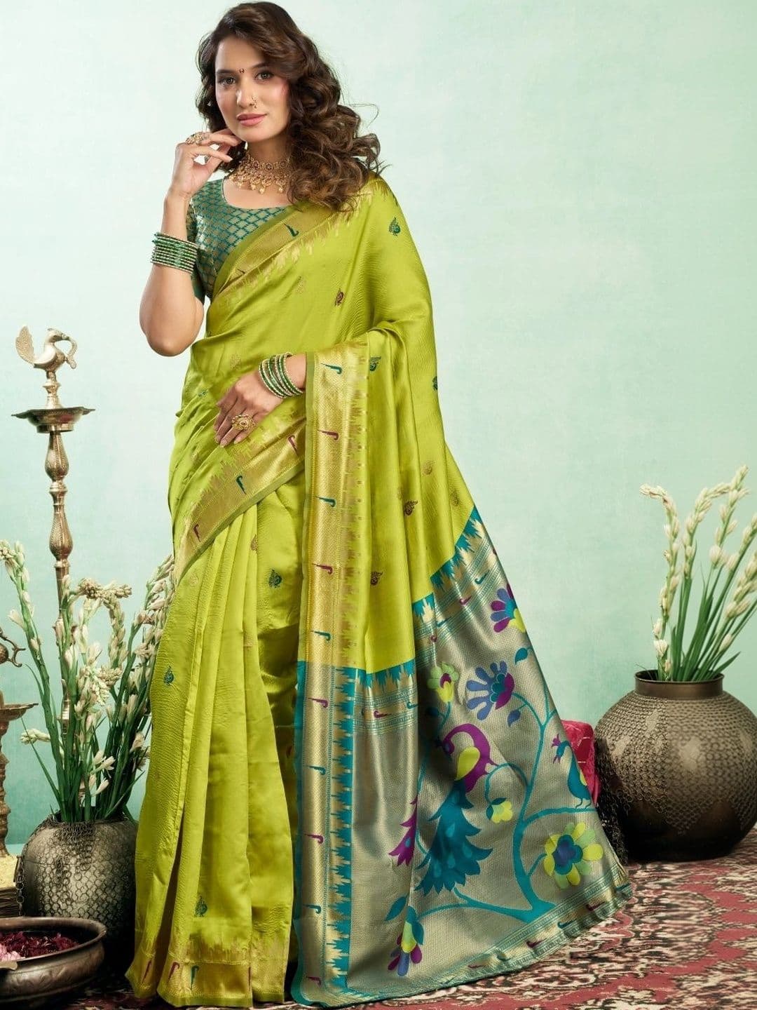 BORAD FASHION Woven Design Zari Silk Blend Designer Paithani Saree - view 1