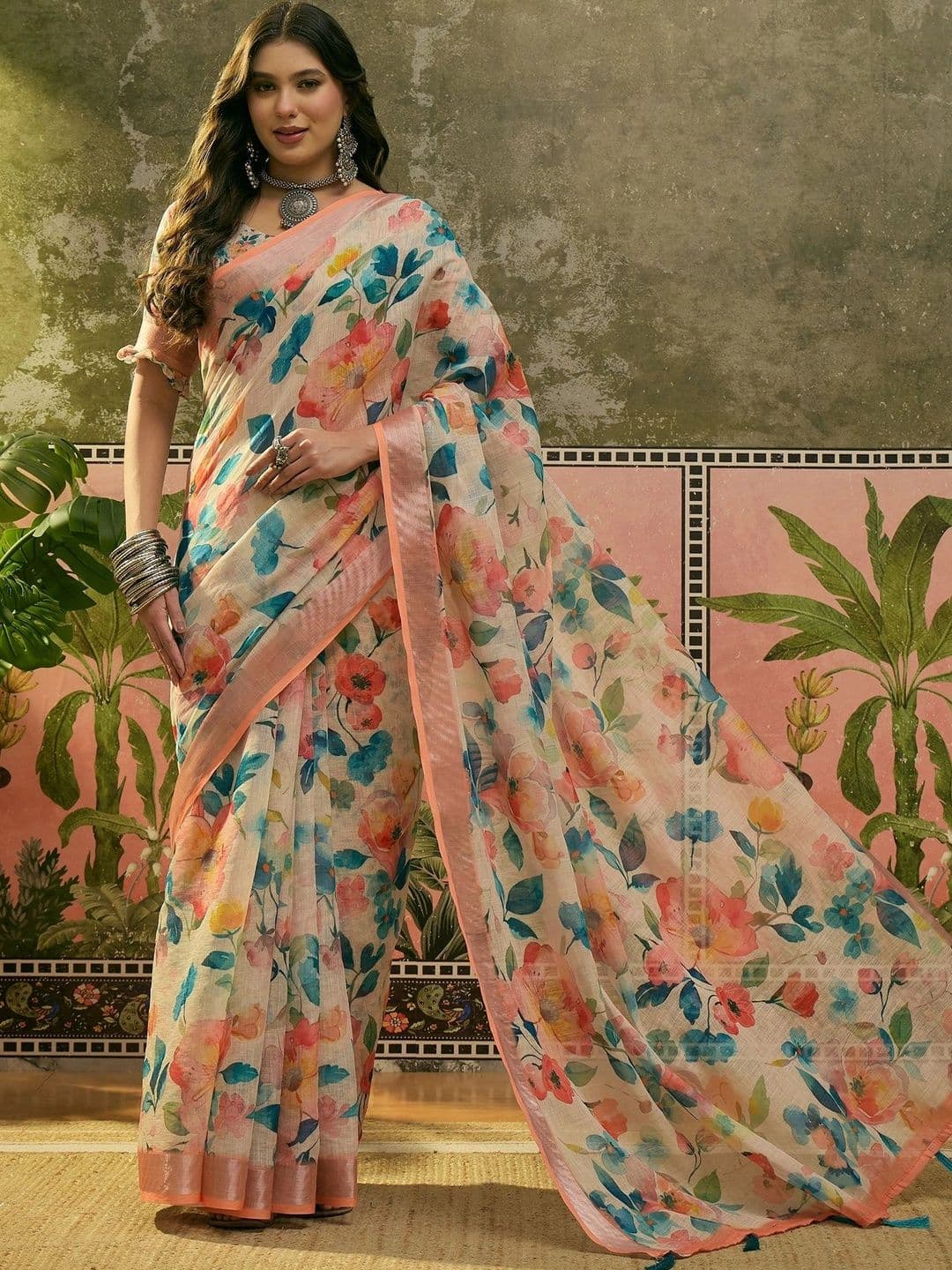 Suha Floral Saree - view 1