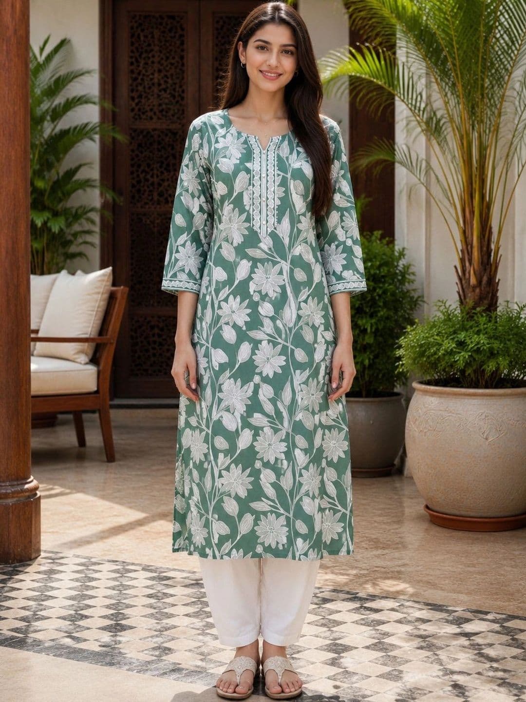 Aaradhya Fashion Floral Printed Pure Cotton Blend Kurti - view 1