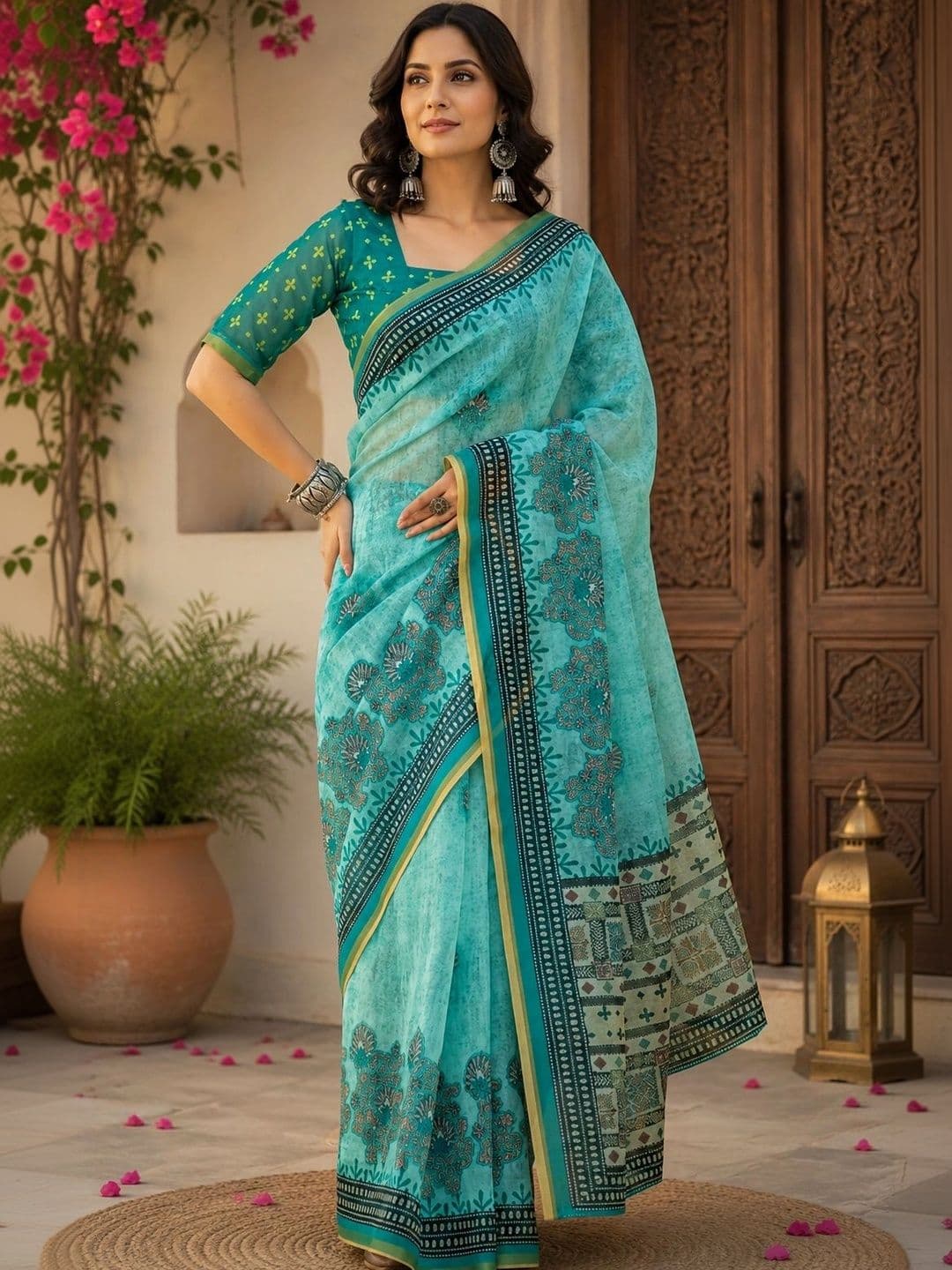 BORAD FASHION Paisley Fusion Chanderi Saree - view 1