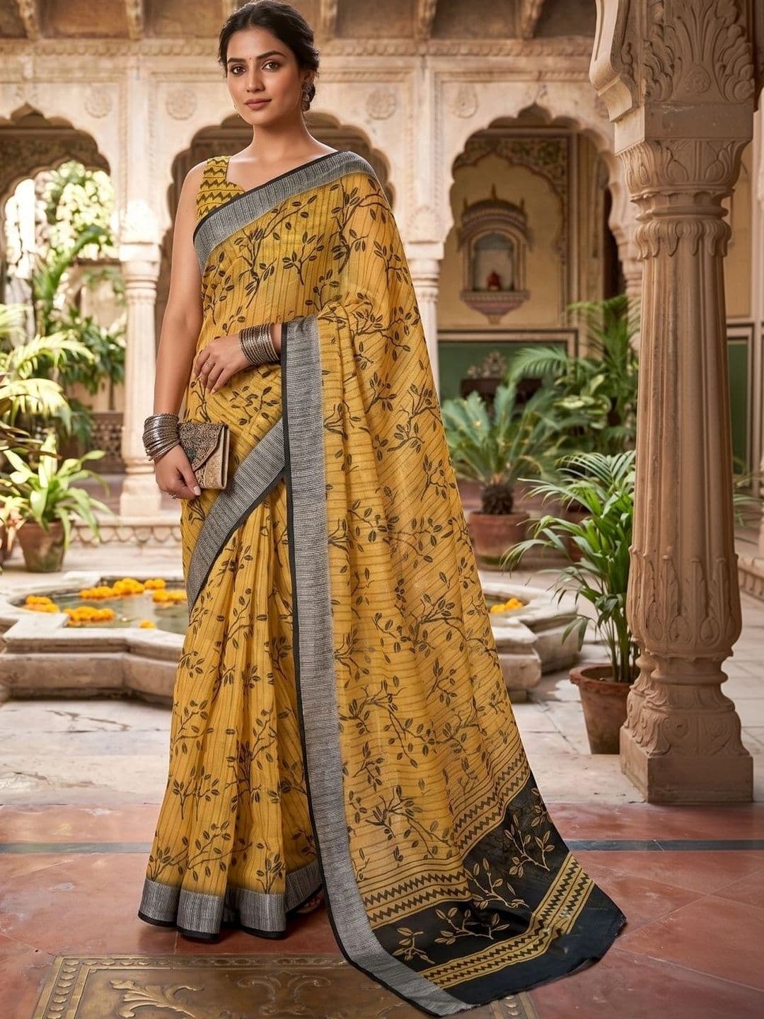 BORAD FASHION Floral Designer Chanderi Saree - view 1