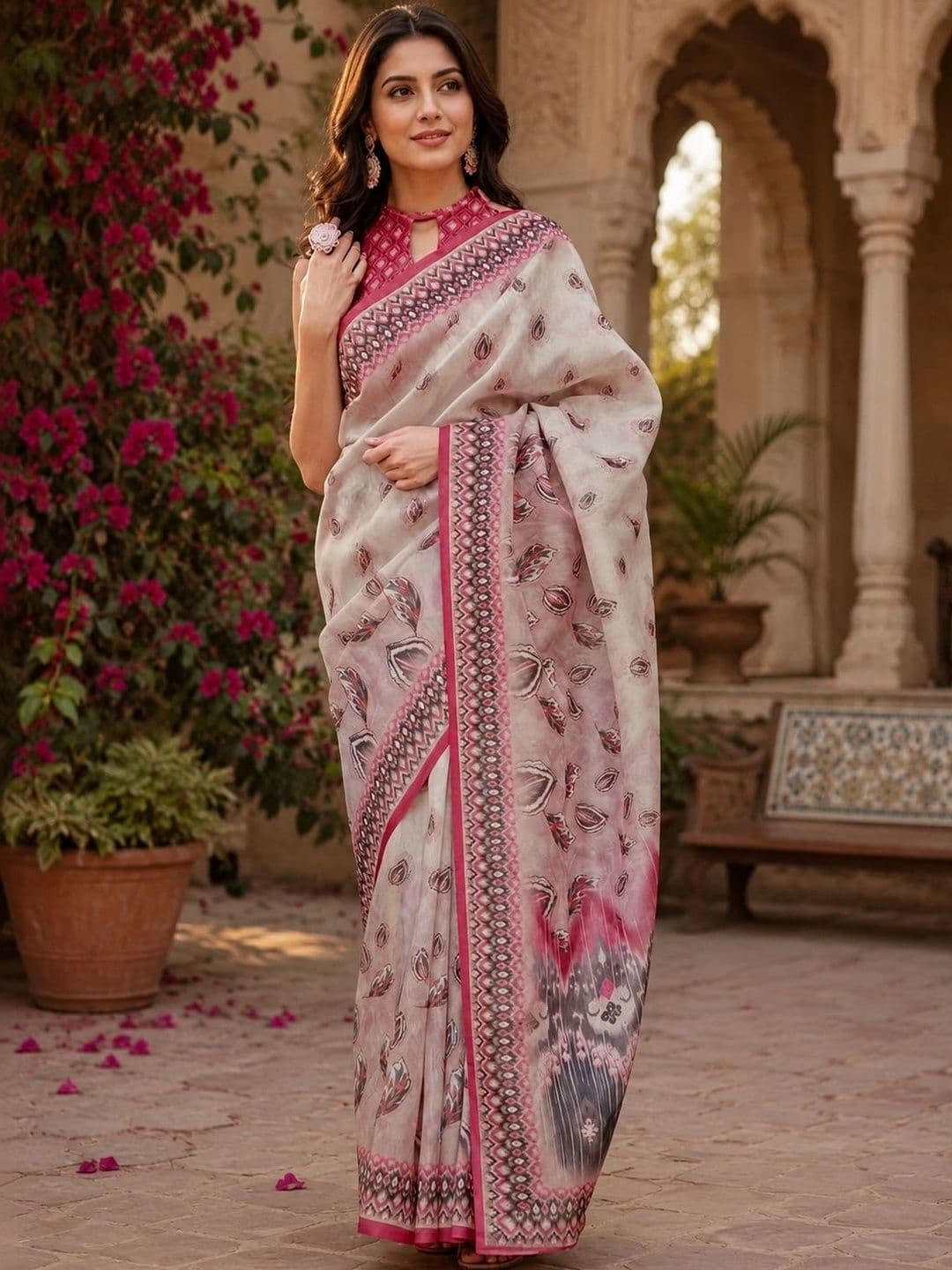 BORAD FASHION Designer Chanderi Saree - view 1
