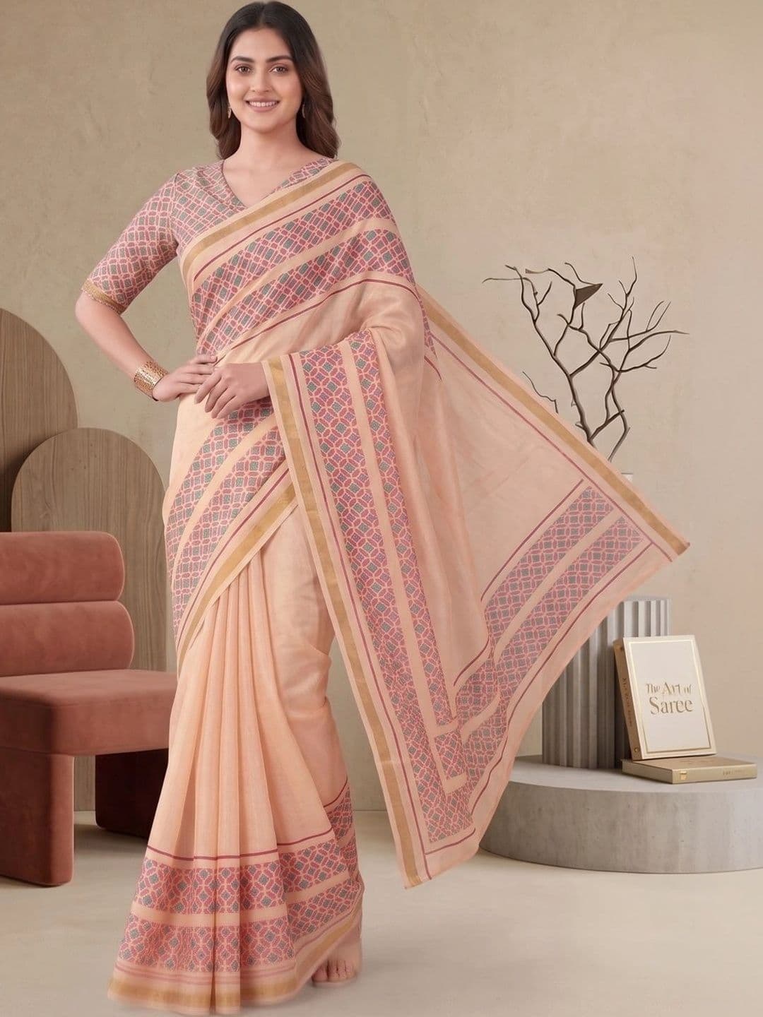 BORAD FASHION Designer Chanderi Saree - view 1