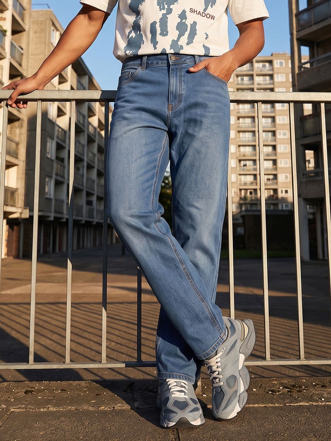 The Roadster Life Co. Men Straight Fit Light Fade Stretchable Jeans - view 1