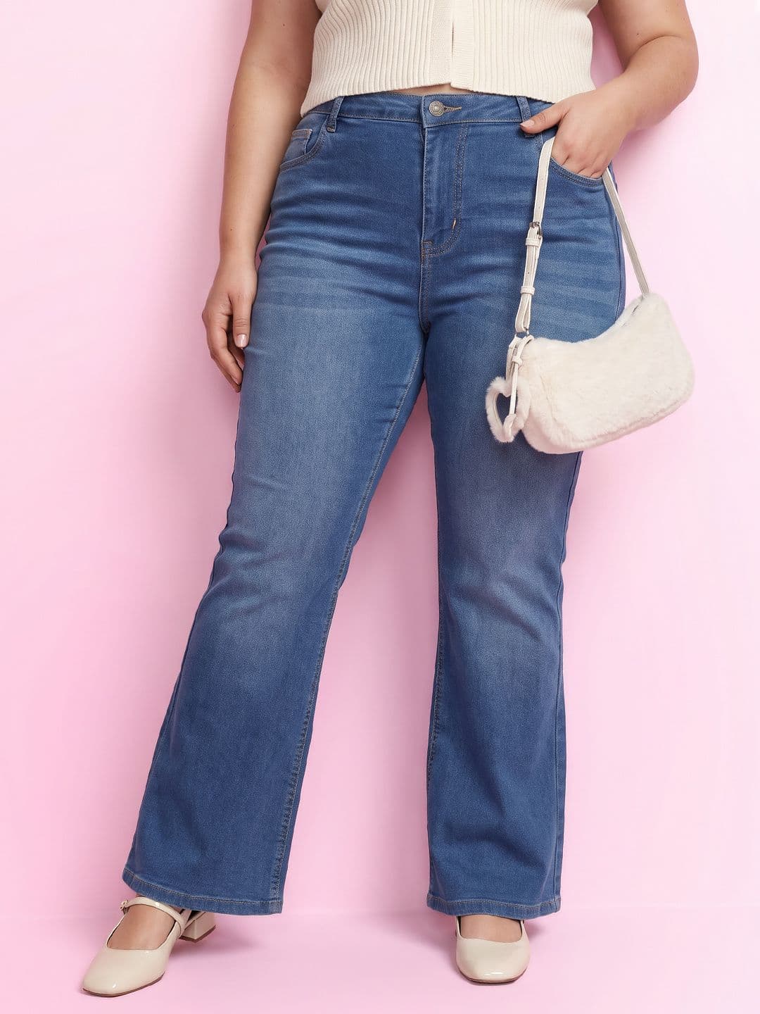 DressBerry Curve Women Plus Size Bootcut Light Fade Jeans - view 1