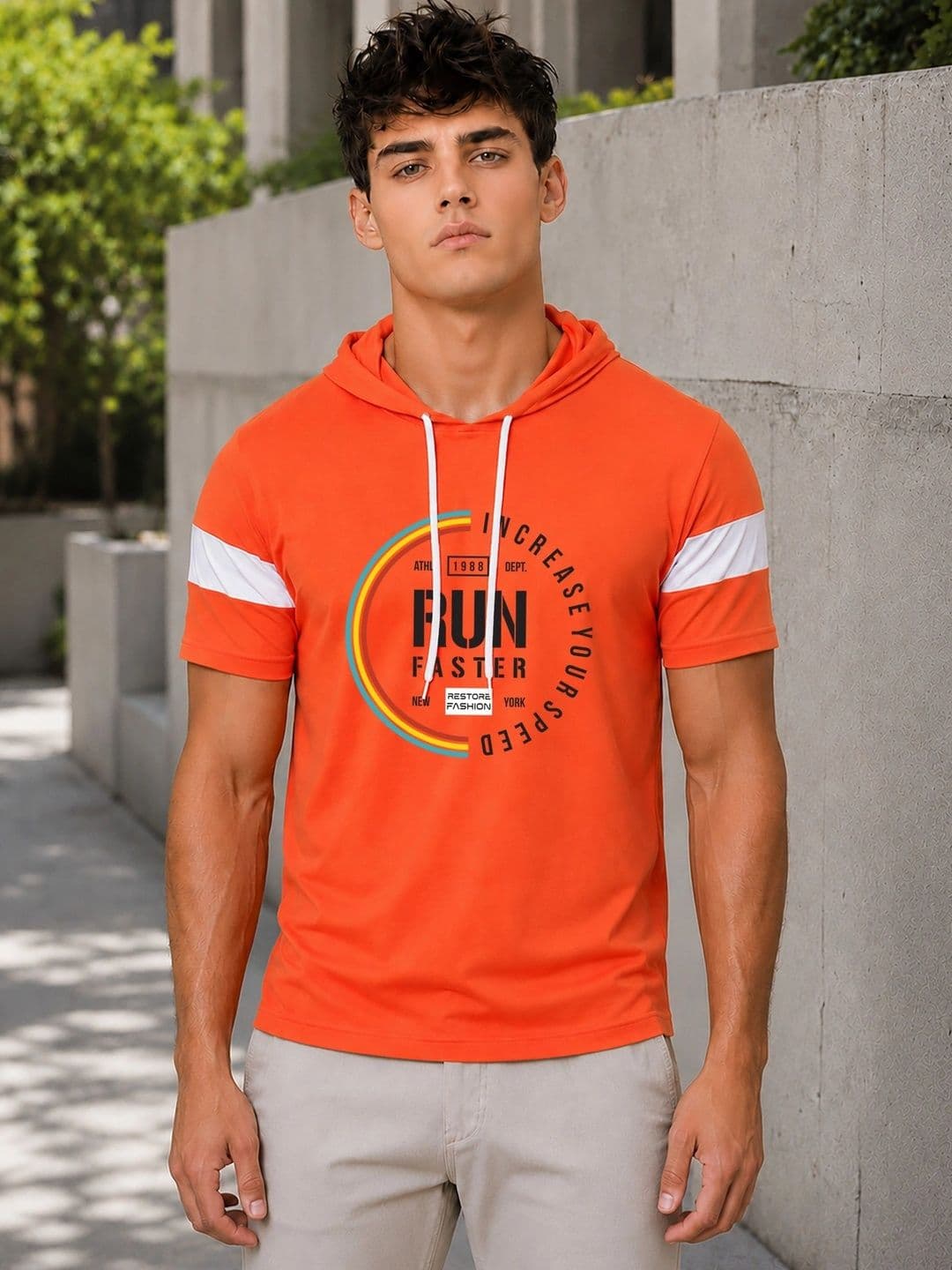 SKY HARBOAR Men Typography Printed Hooded T-shirt - view 1