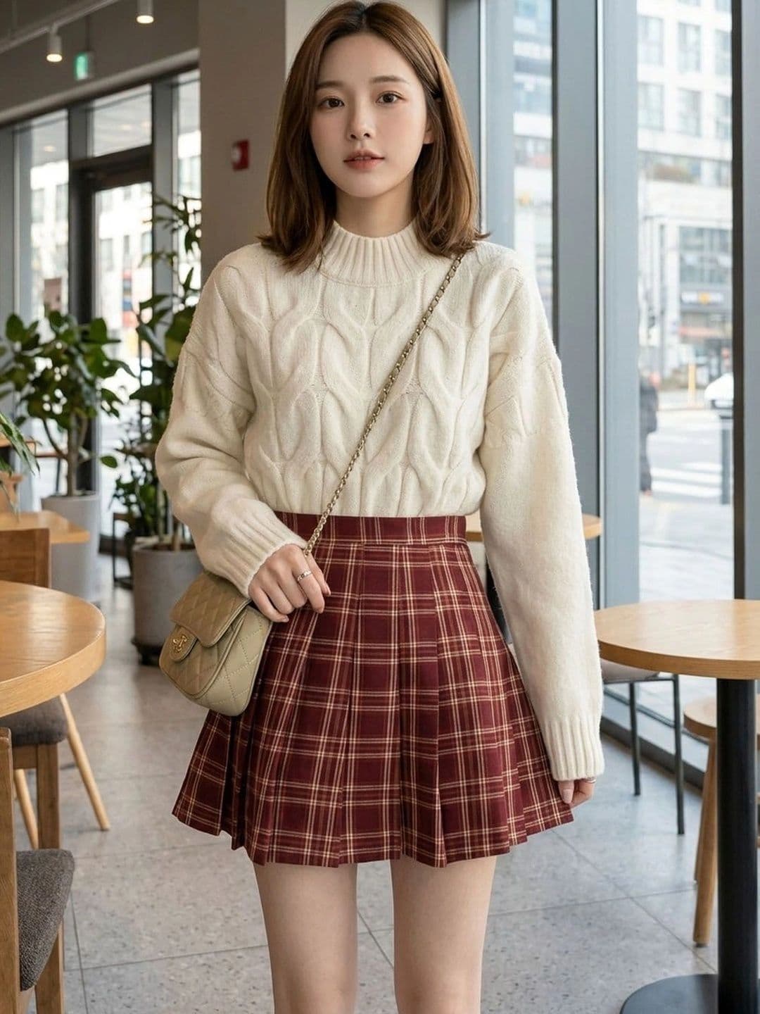 Suo Women Checked Summer Checks Mini Flared Skirt - view 1