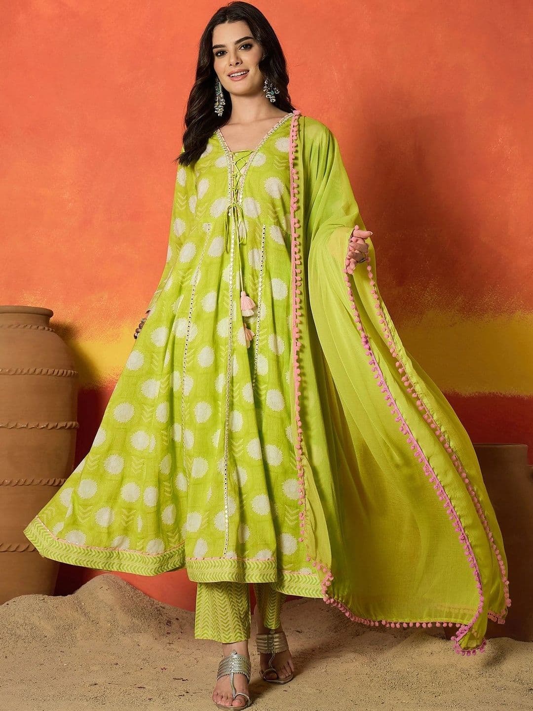 Stylum Women Ethnic Motifs Printed Empire Pure Cotton Kurta with Trousers & With Dupatta - view 1