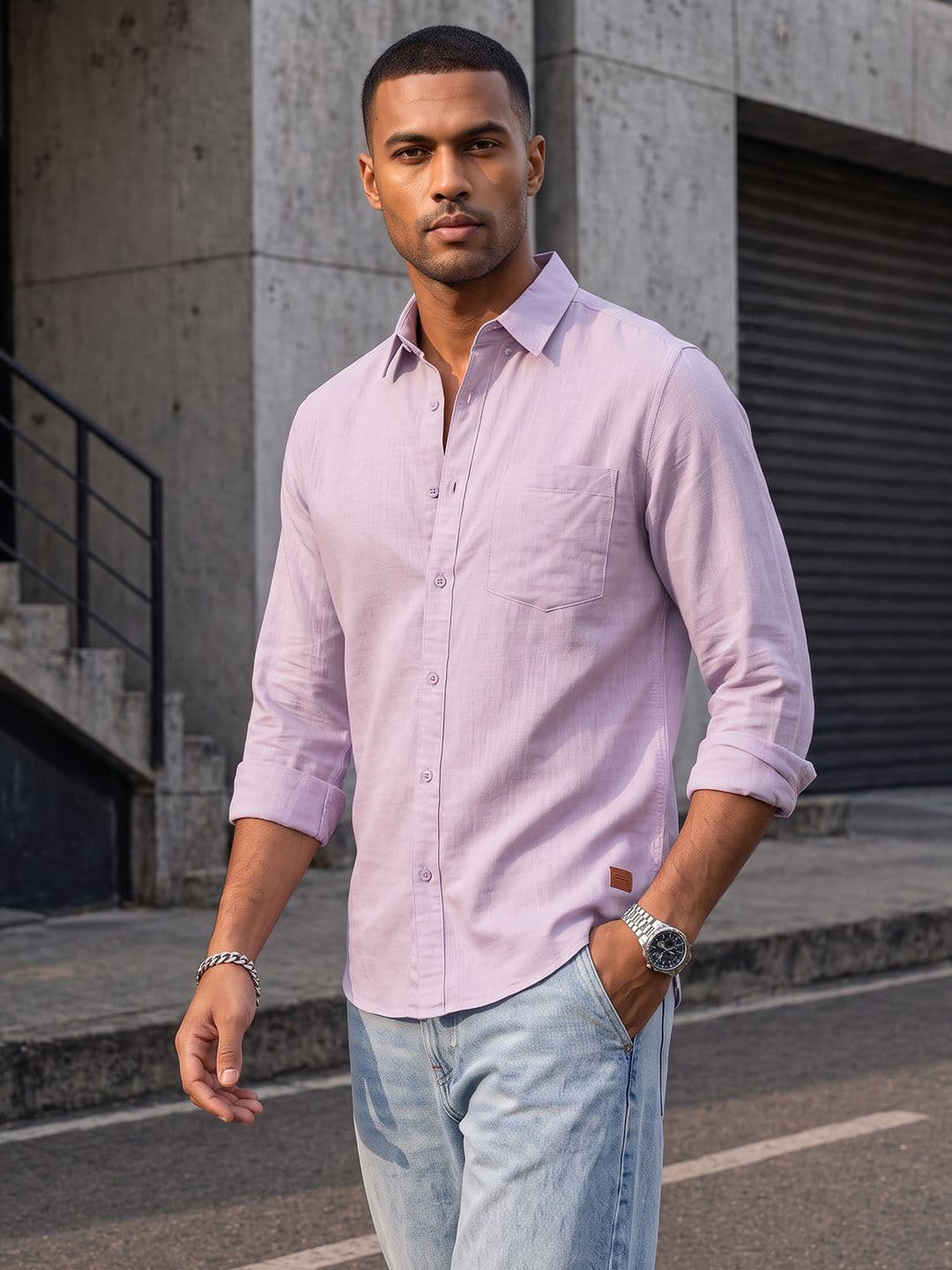 The Roadster Life Co. Spread Collar Pure Cotton Casual Shirt - view 1