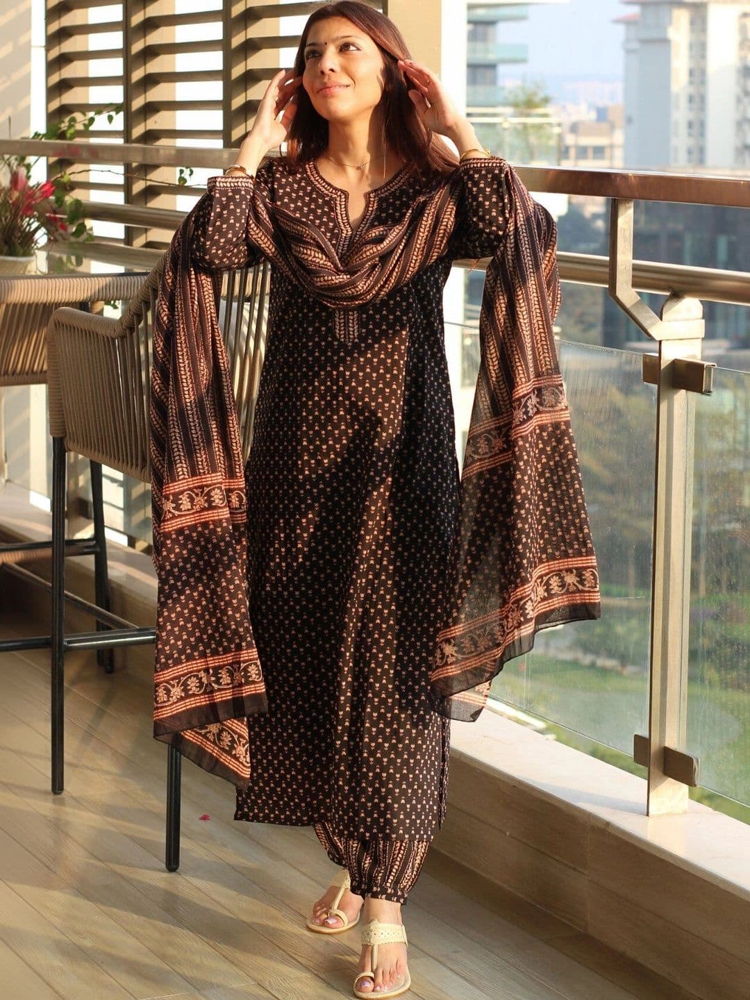 SZN Women Ethnic Motifs Printed Regular Pure Cotton Kurta with Palazzos & With Dupatta - view 1