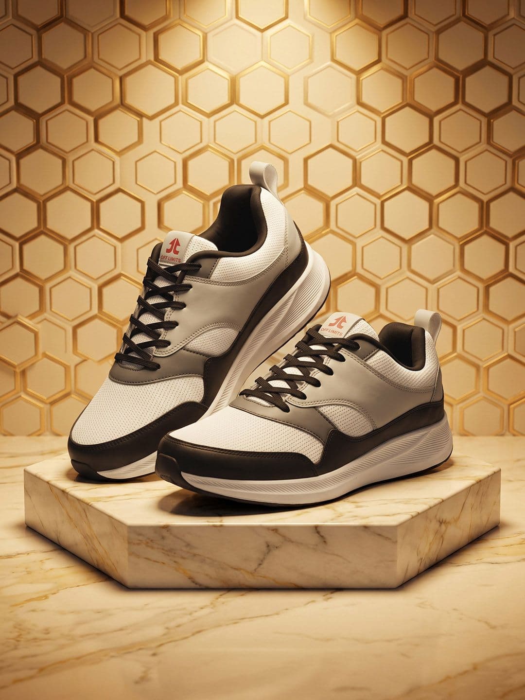 OFF LIMITS Men White Mesh Lace-Up Running Non-Marking Shoes - view 1