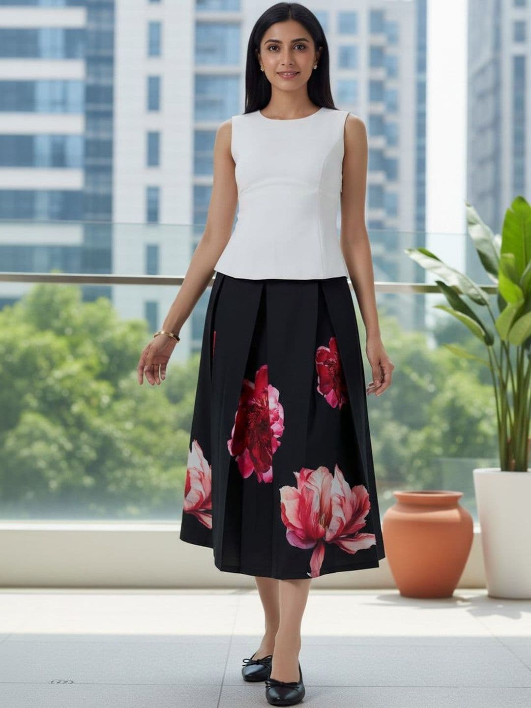 BLUE PIEGEON Women Cotton Floral Midi Fashion - view 1