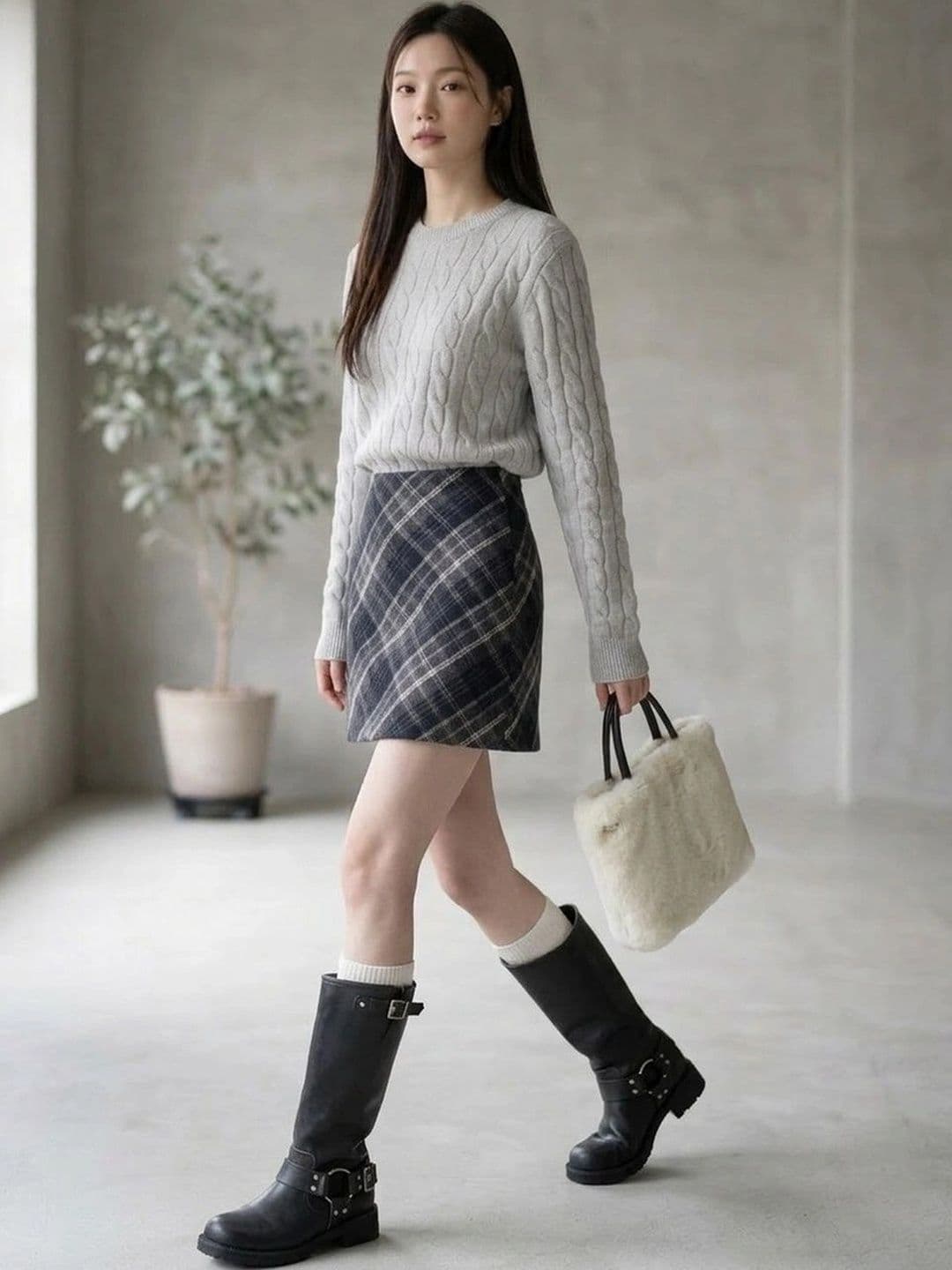 Suo Women Checked Mini A-Line Skirt - view 1