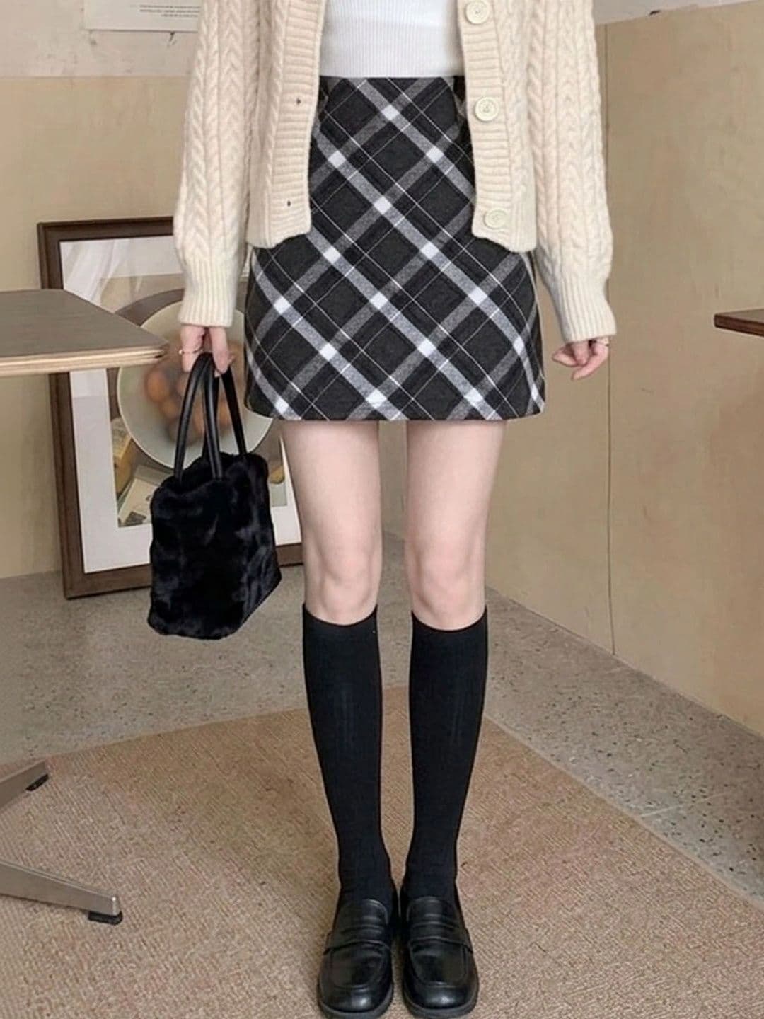 Suo Women Checked Summer Checks Mini A-Line Skirt - view 1