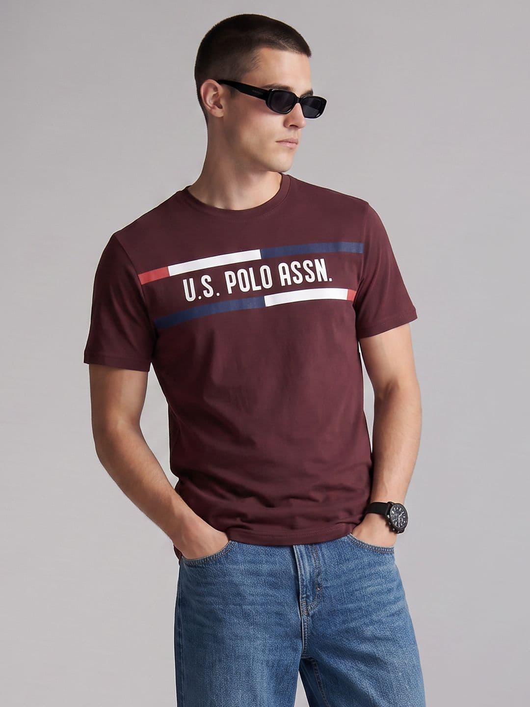 U.S. Polo Assn. Denim Co. Brand Logo Printed Pure Cotton T-shirt - view 1