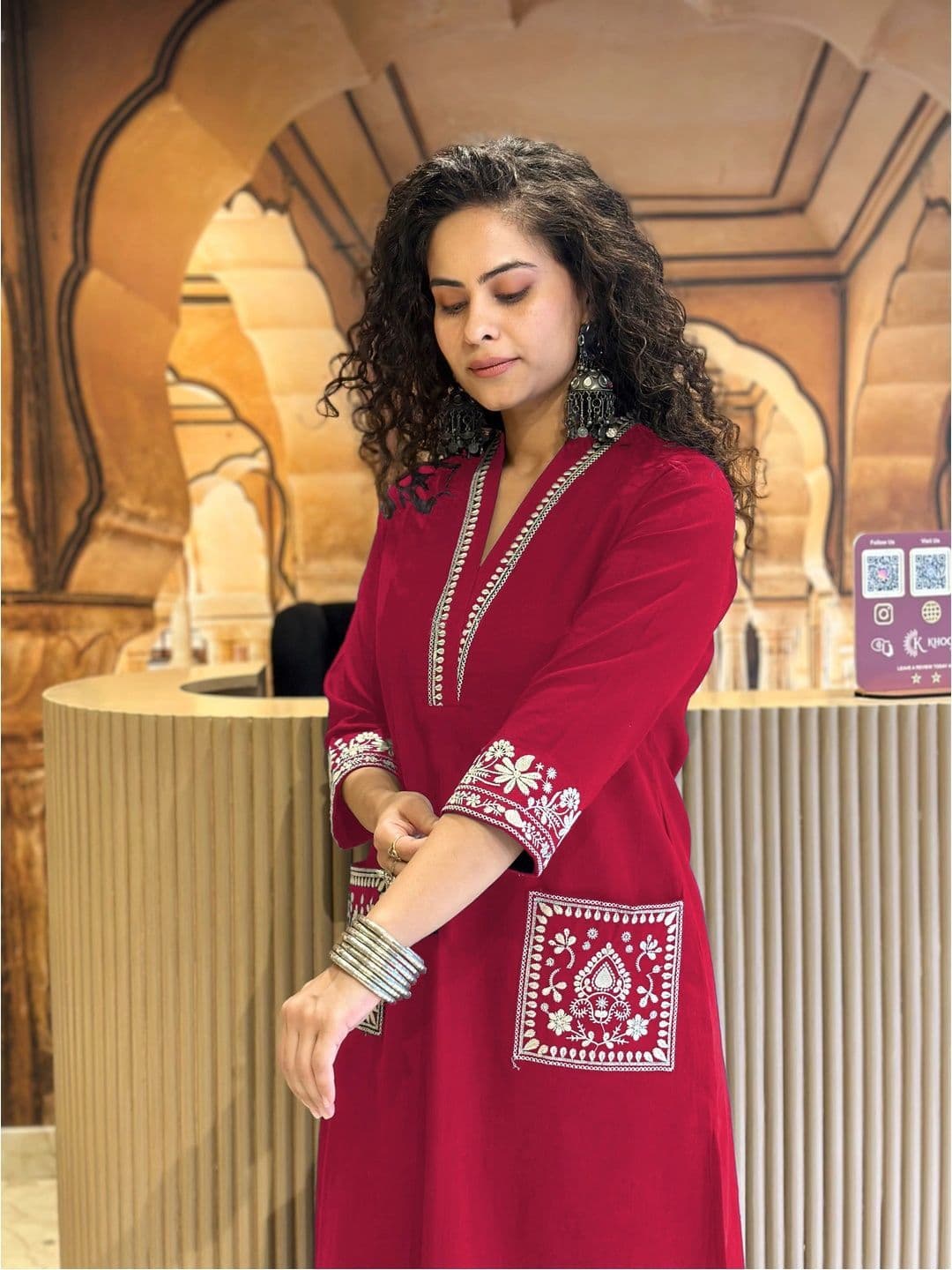 Fashionior Women Ethnic Motifs Embroidered Regular Thread Work Kurta with Trousers - view 1