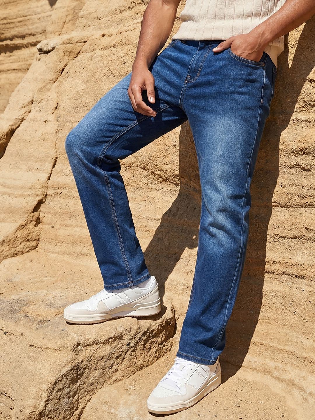 The Roadster Life Co. Men Straight Fit Light Fade Stretchable Jeans - view 1
