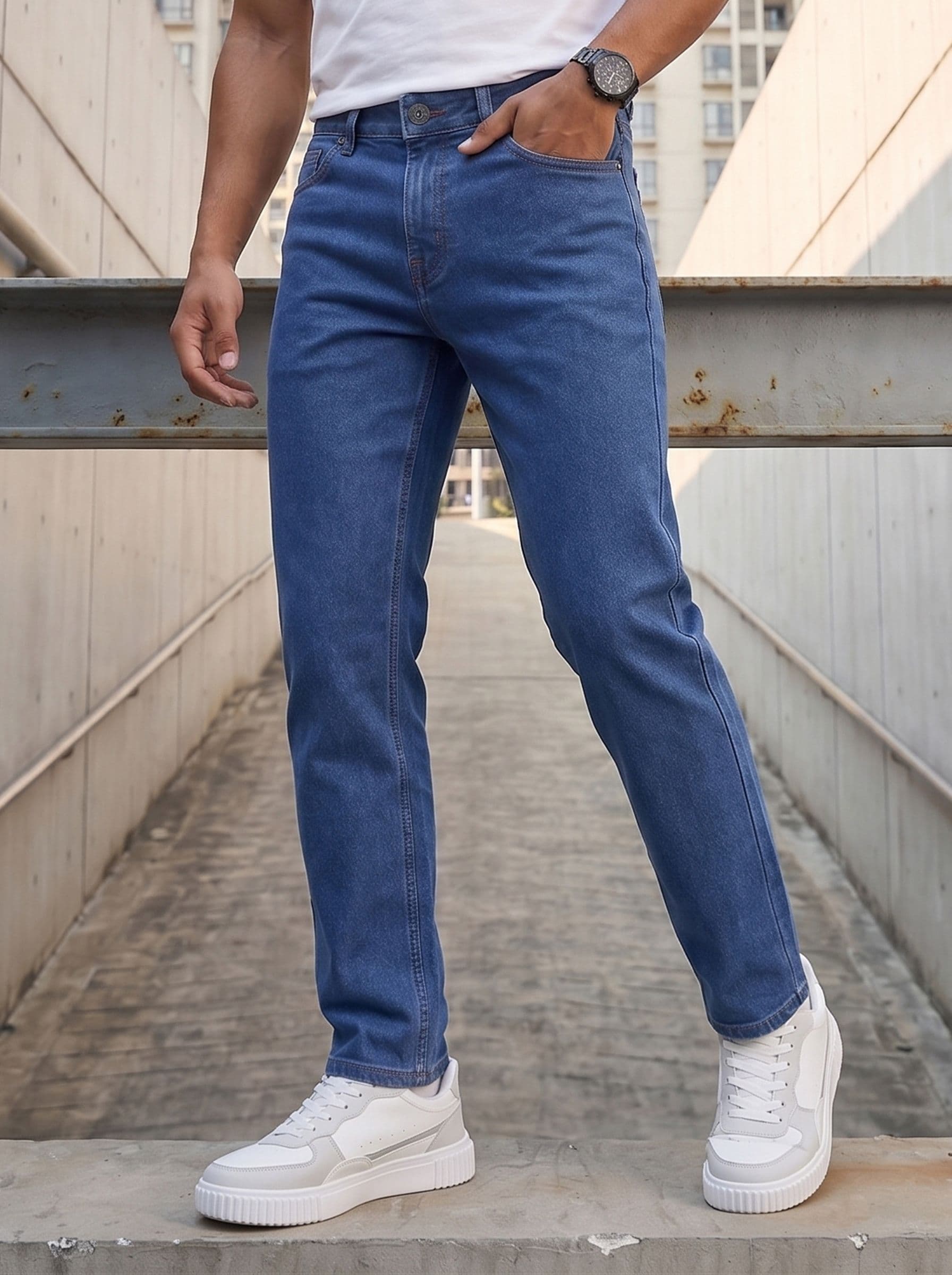 The Roadster Life Co. Men Straight Fit Light Fade Stretchable Jeans - view 1