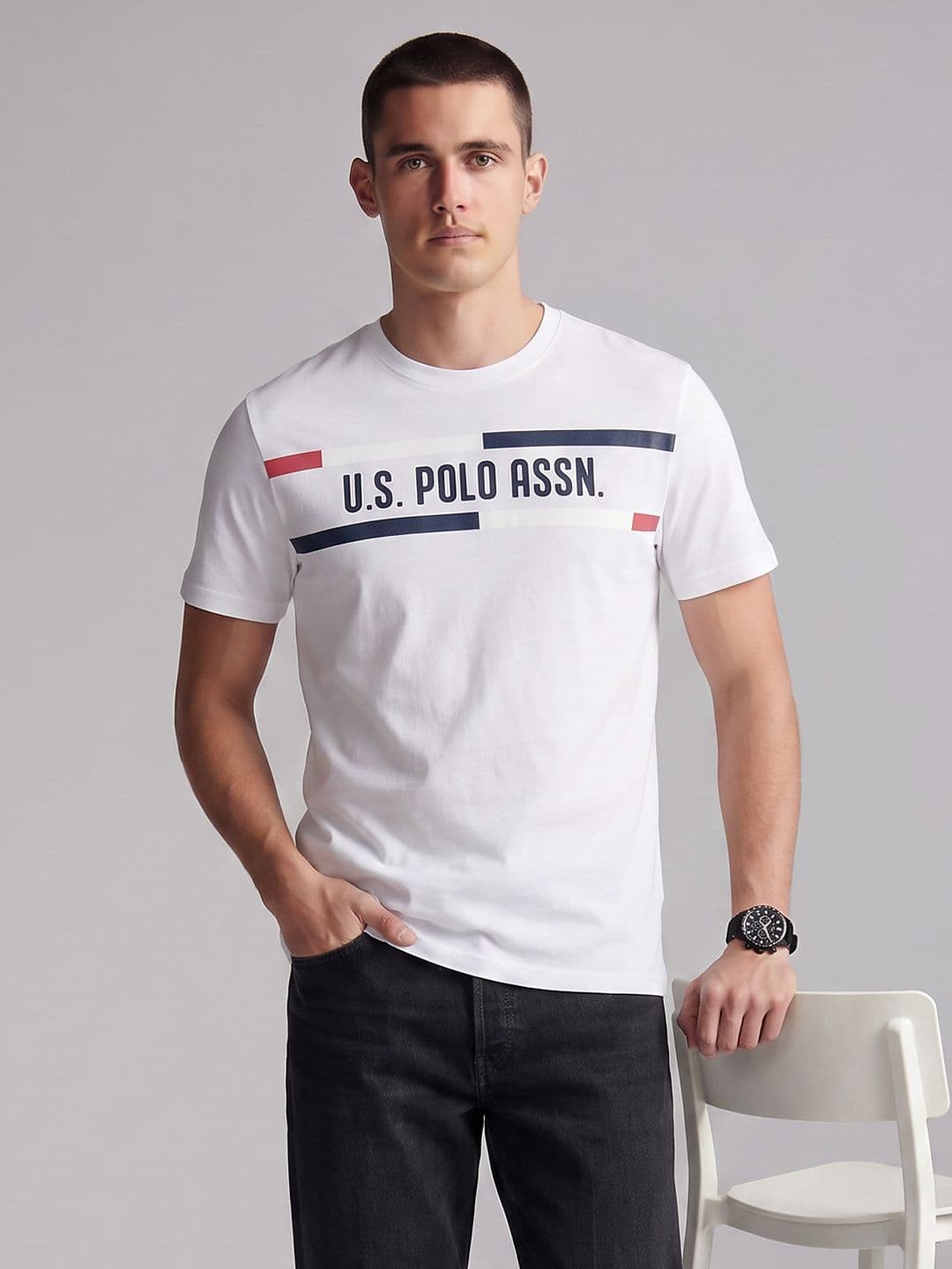 U.S. Polo Assn. Denim Co. Brand Logo Printed Pure Cotton T-shirt - view 1