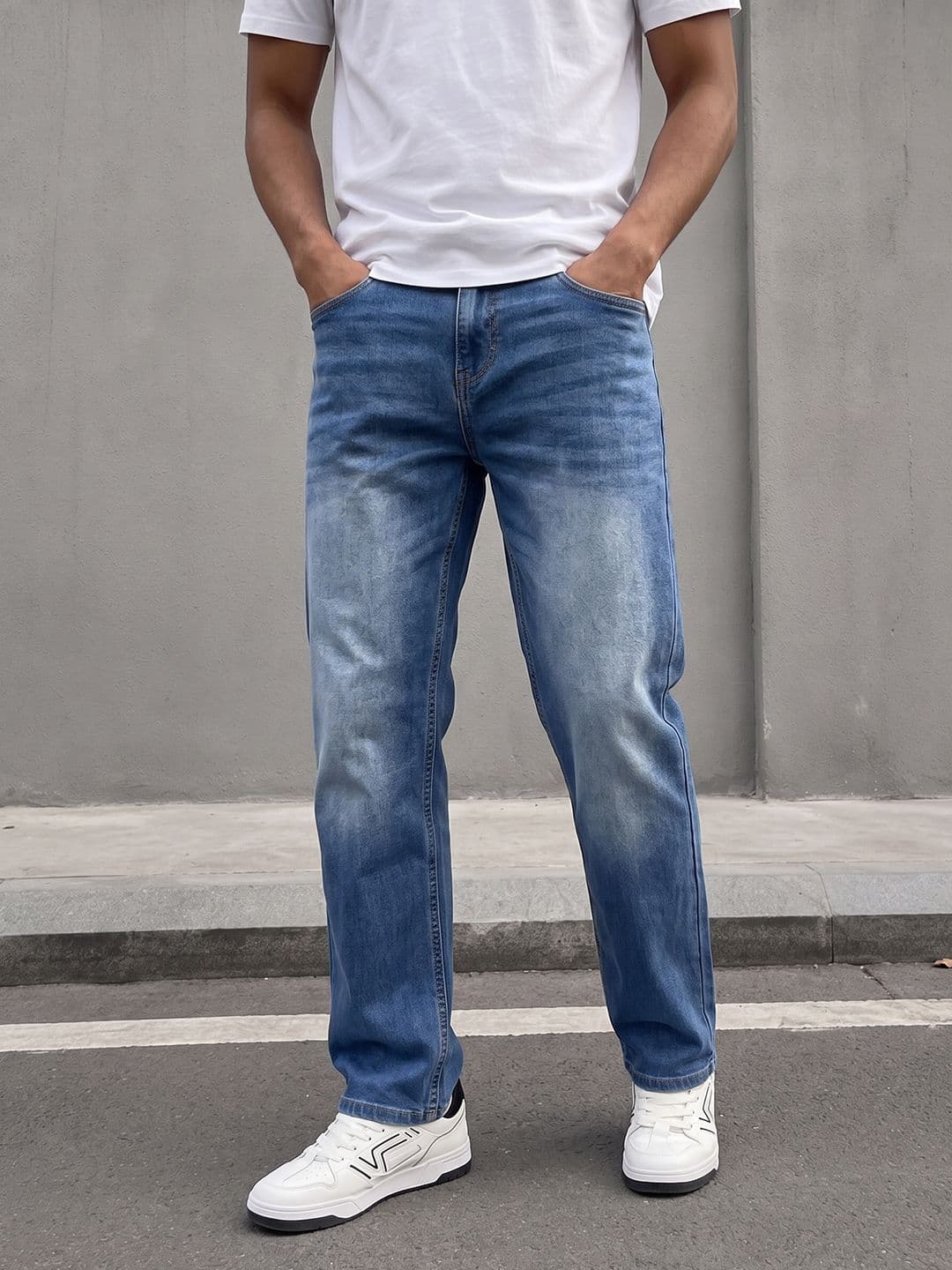 The Roadster Life Co. Men Straight Fit Light Fade Stretchable Jeans - view 1