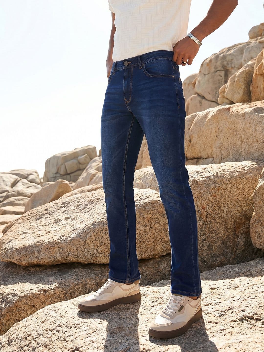 The Roadster Life Co. Men Straight Fit Light Fade Stretchable Jeans - view 1