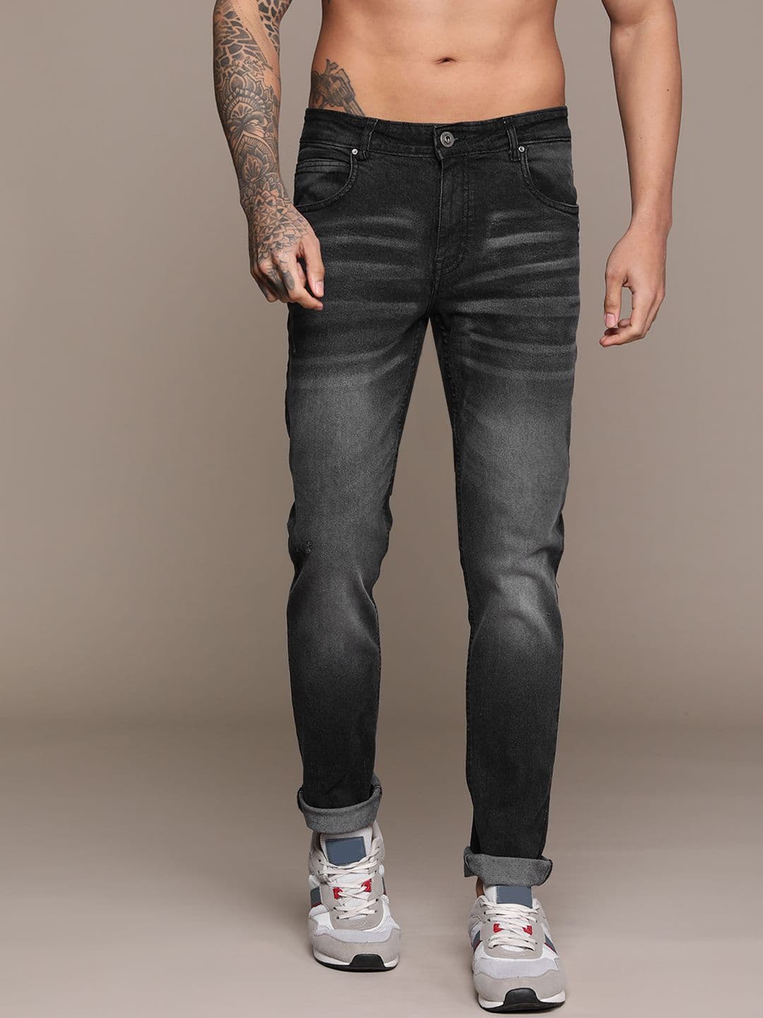 The Roadster Lifestyle Co. Men Slim Fit Low Distress Light Fade Stretchable Jeans - view 1