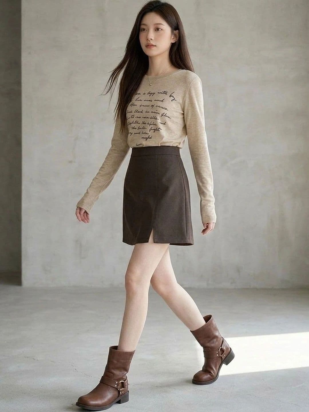 Suo Women Front Slit Mini A-Line Skirt - view 1