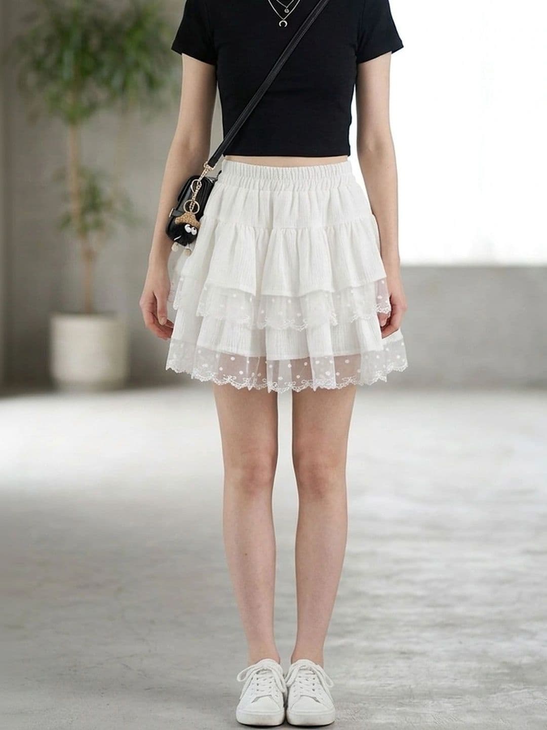 Suo Women Frills Bows and Ruffles Mini Flared Skirt - view 1