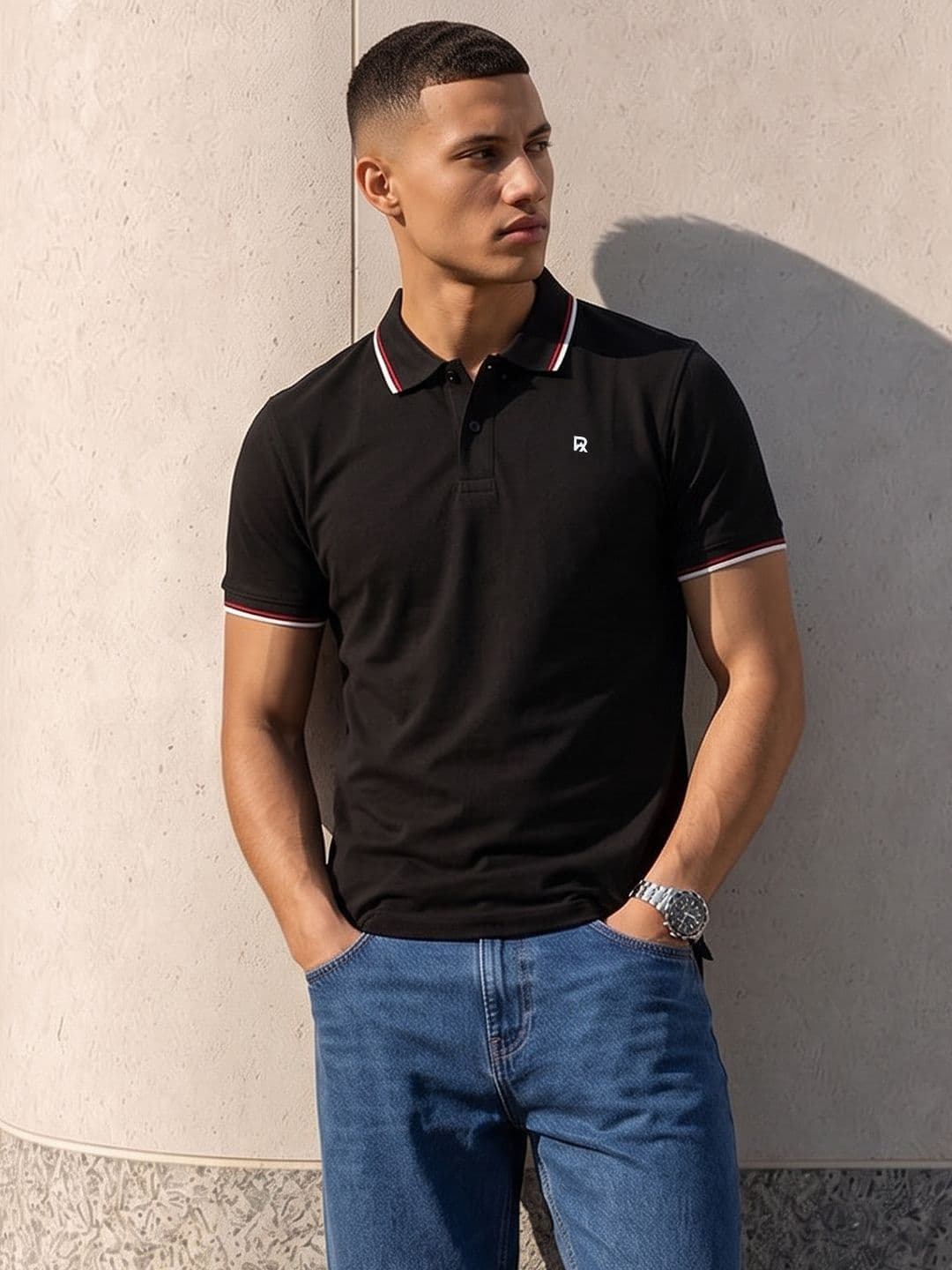 The Roadster Life Co. Brand Logo Polo Collar Pure Cotton T-shirt - view 1