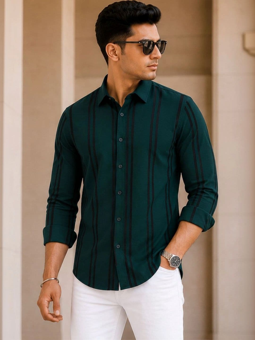 ROLLISTEAR Striped Cotton Long Sleeves Casual Shirt - view 1