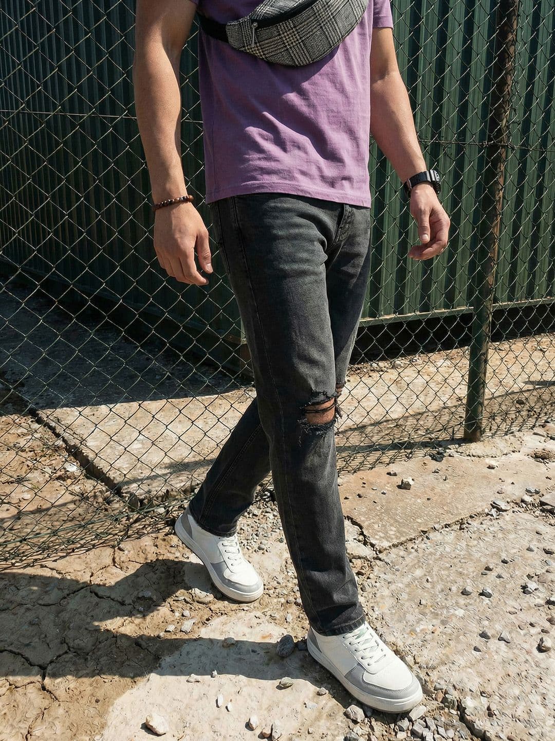 The Roadster Life Co. Men Slim Fit Mildly Distressed Light Fade Stretchable Jeans - view 1