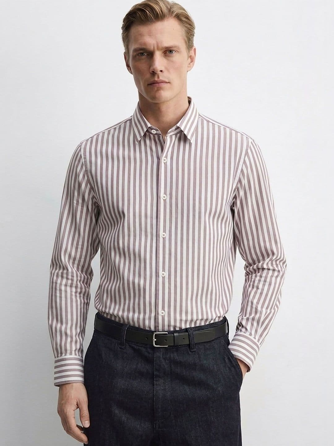 MISCHIEF MONKEY Men Classic Striped Casual Shirt - view 1
