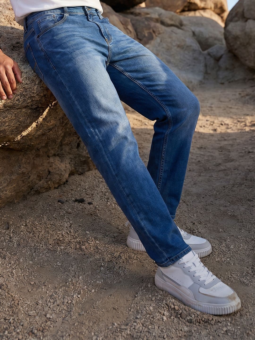 The Roadster Life Co. Men Straight Fit Light Fade Stretchable Jeans - view 1