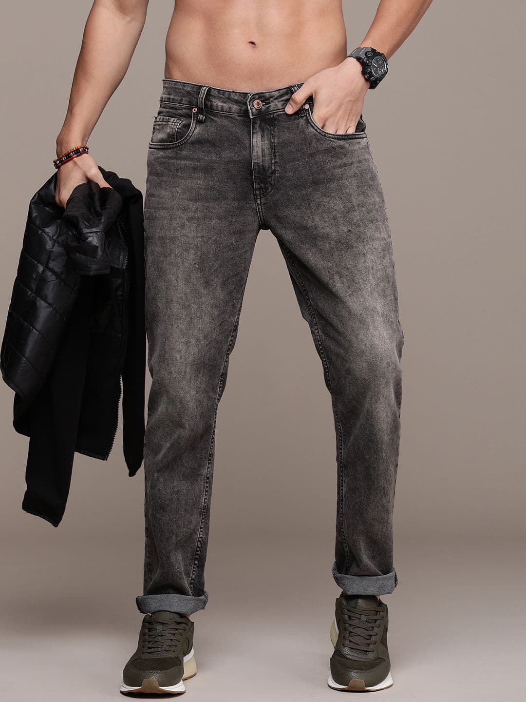 The Roadster Life Co. Men Slim Fit Heavy Fade Stretchable Jeans - view 1